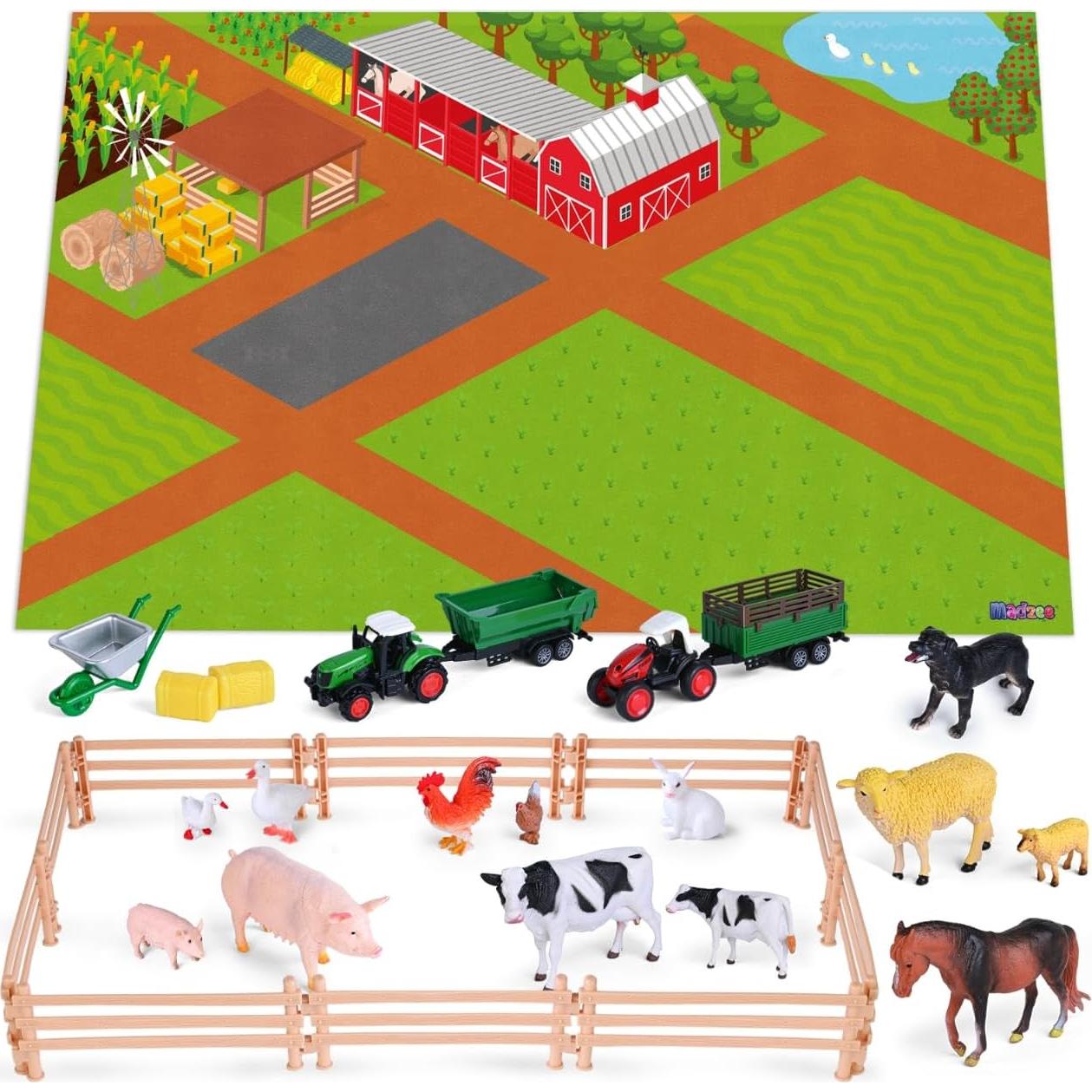Juego de Juguetes de Granja Madzee con Alfombra 68x102cm