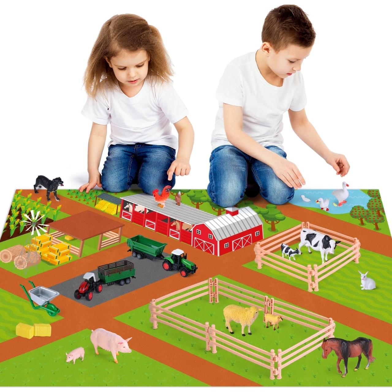 Juego de Juguetes de Granja Madzee con Alfombra 68x102cm