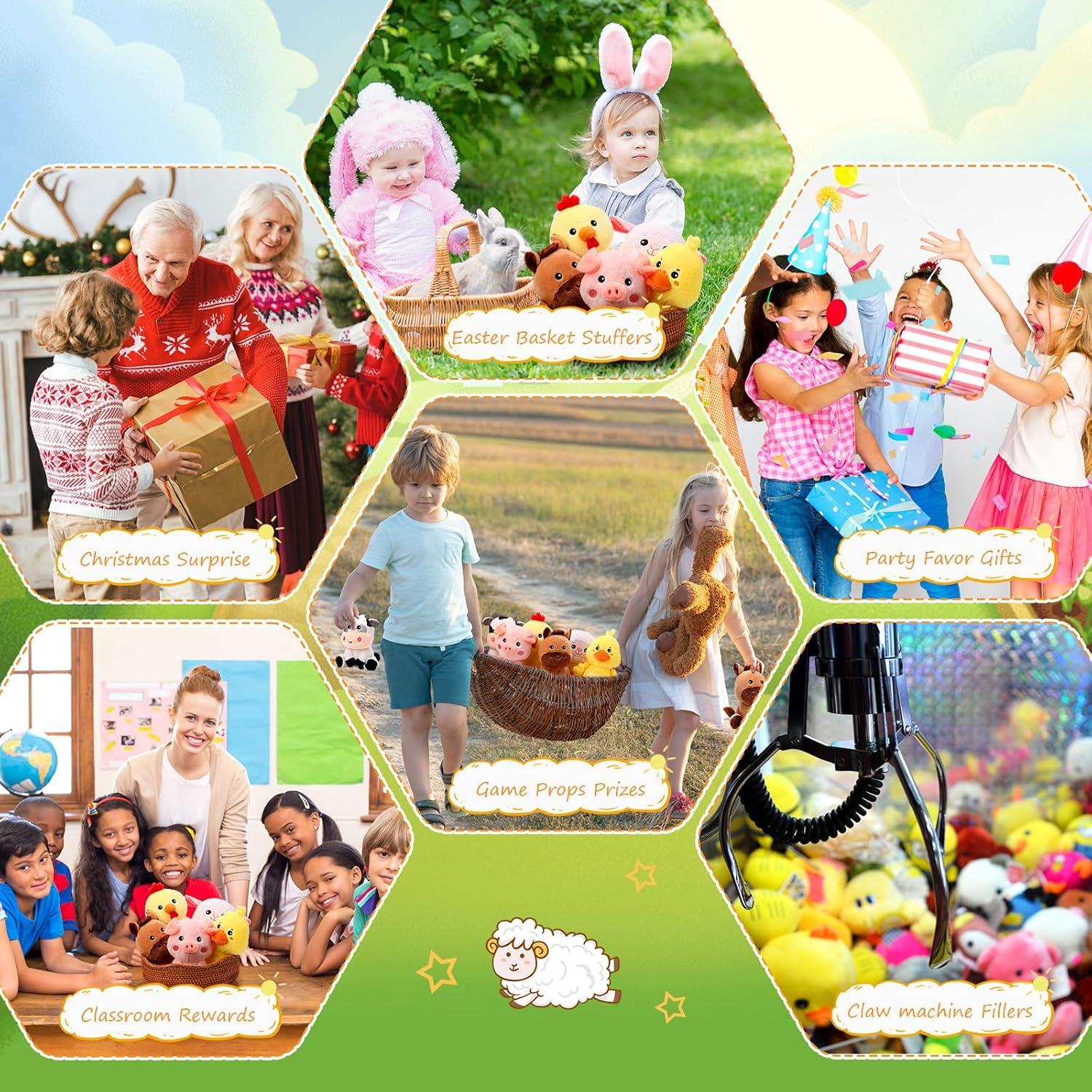 Juego de 6 Animales de Peluche de Granja RoundFunny 18 cm