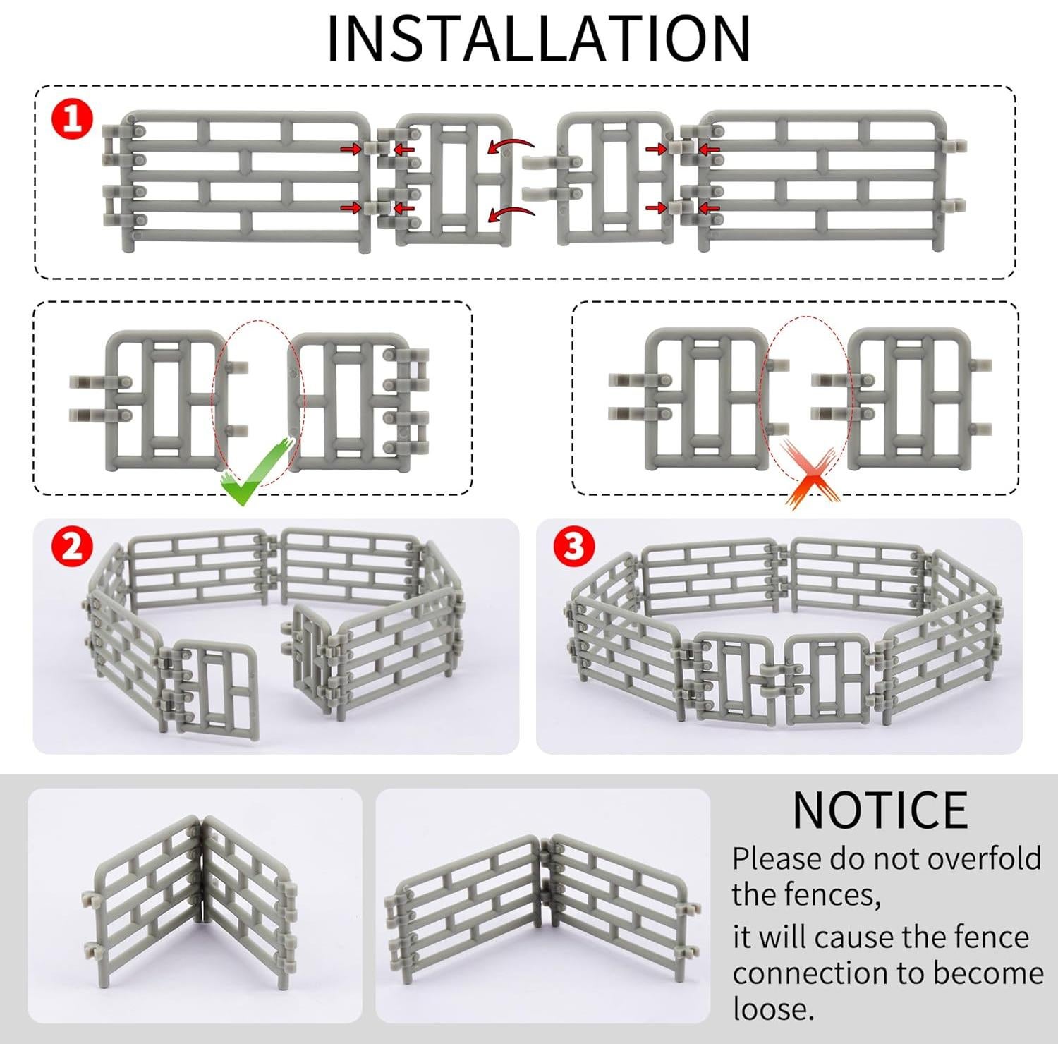 Toymany 64 Piezas Mini Juguetes Cerca para Animales de Granja