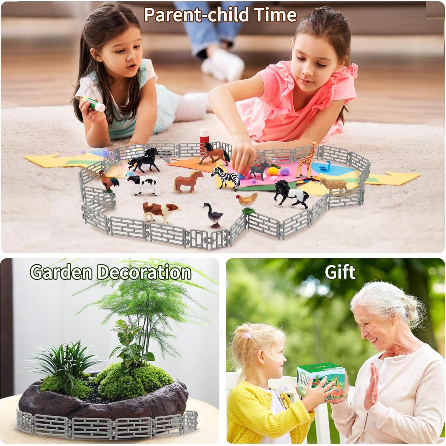 Toymany 64 Piezas Mini Juguetes Cerca para Animales de Granja