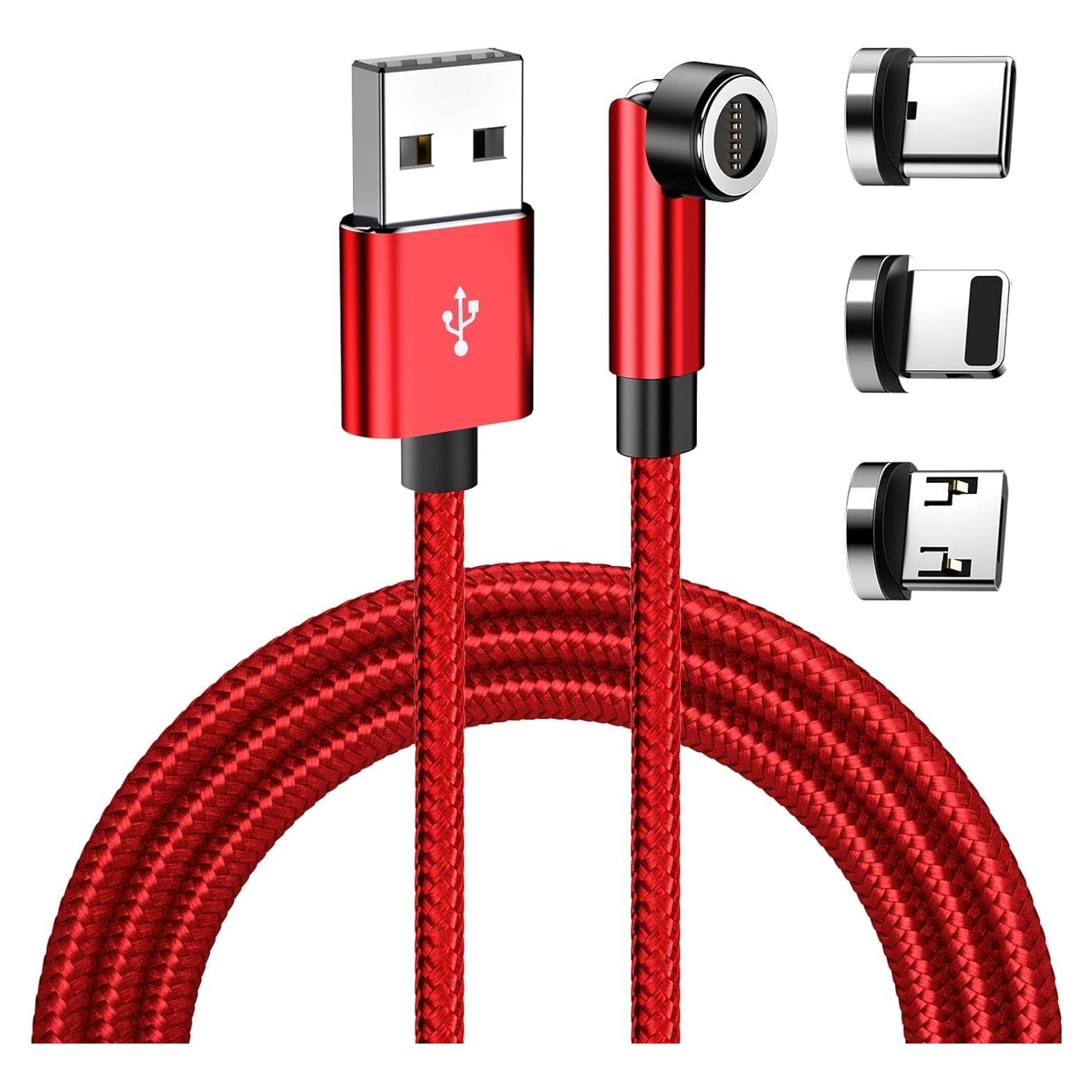 Cable de Carga Magnético 3 en 1 Pacific 1m Rojo
