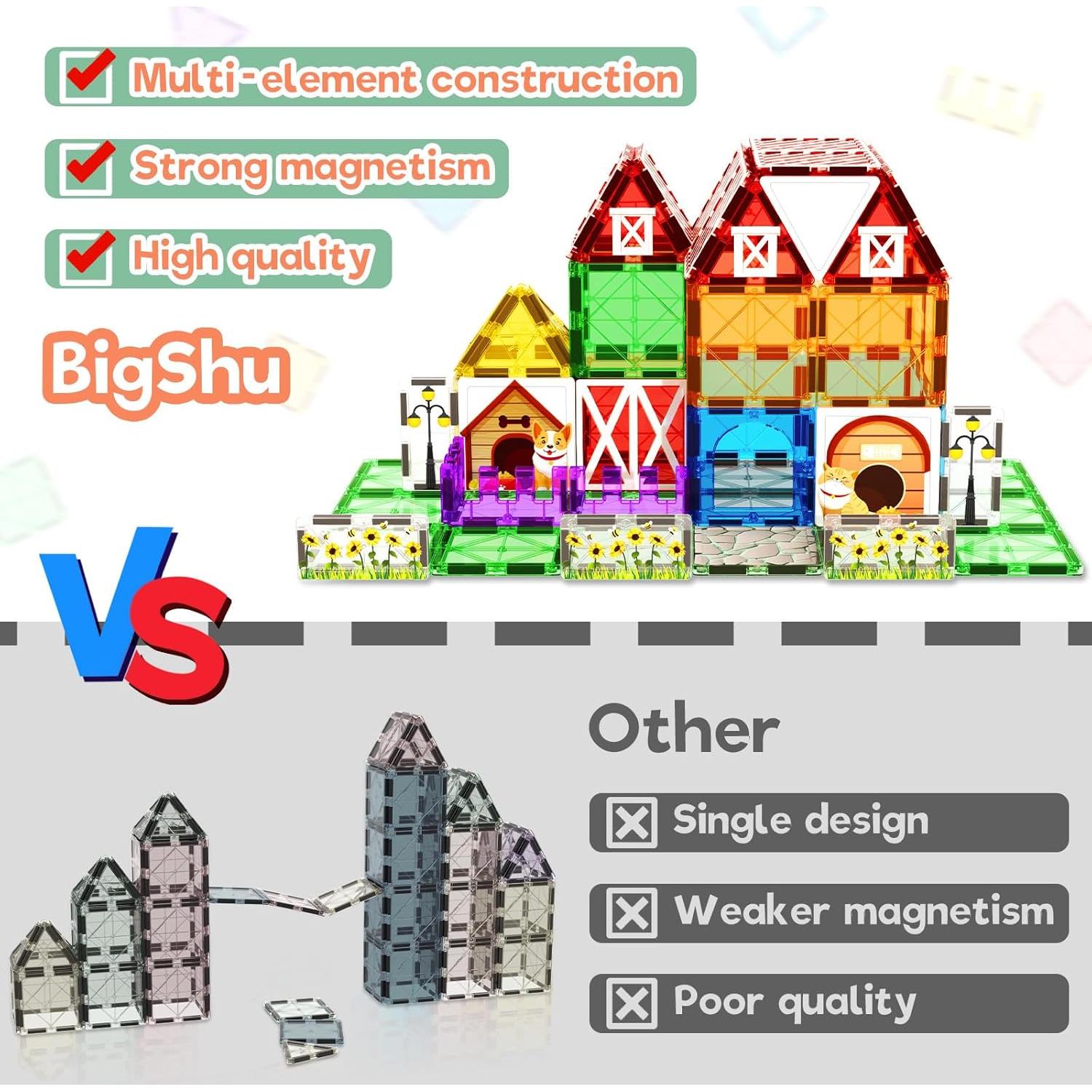 Juego de bloques magnéticos BigShu 39 piezas animales granja