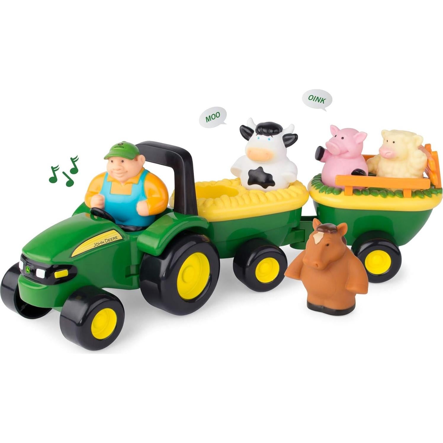 Tractor Musical John Deere con Animales y Granjero - 6 Piezas