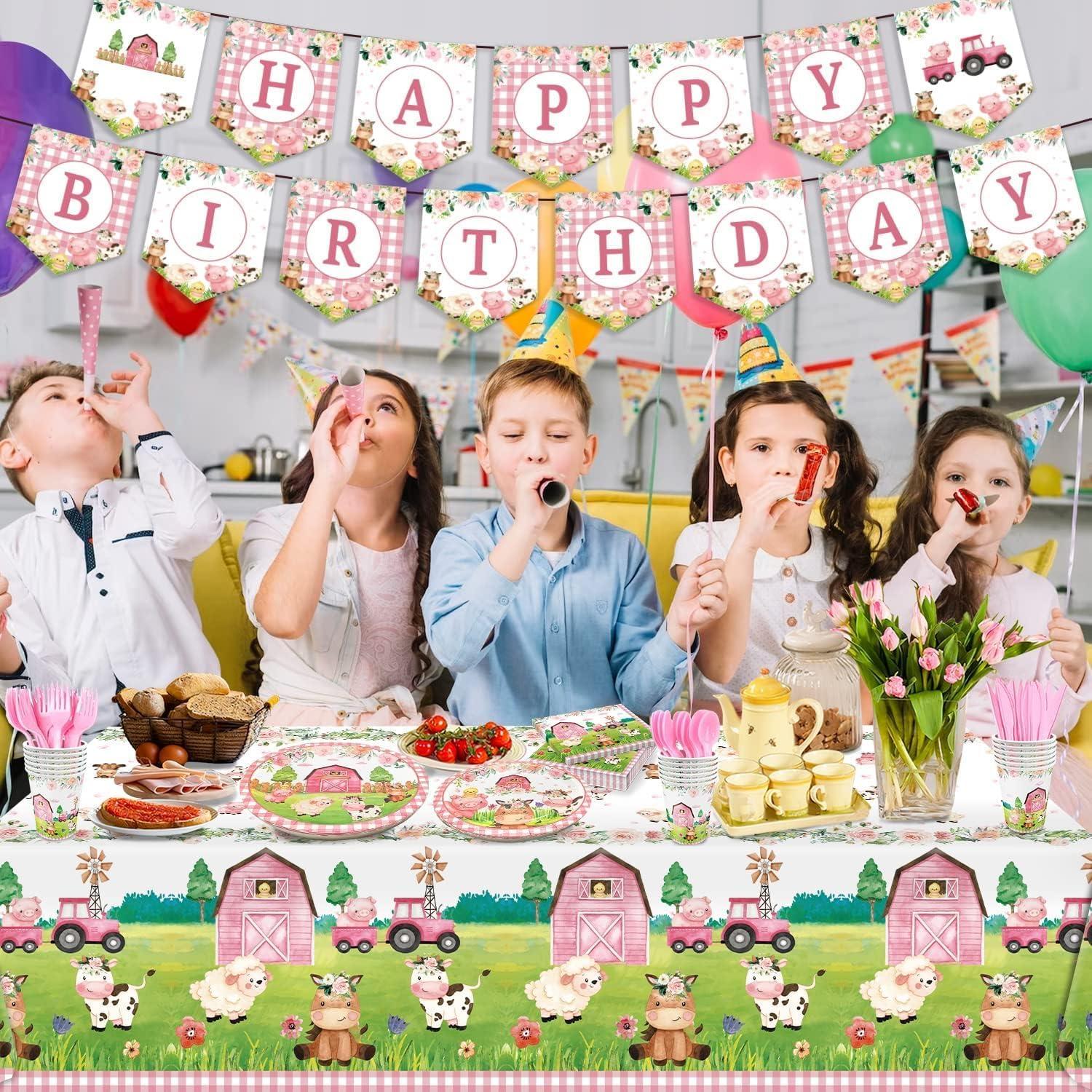 171 Piezas Suministros Fiesta Animales Granja Rosa Oigco