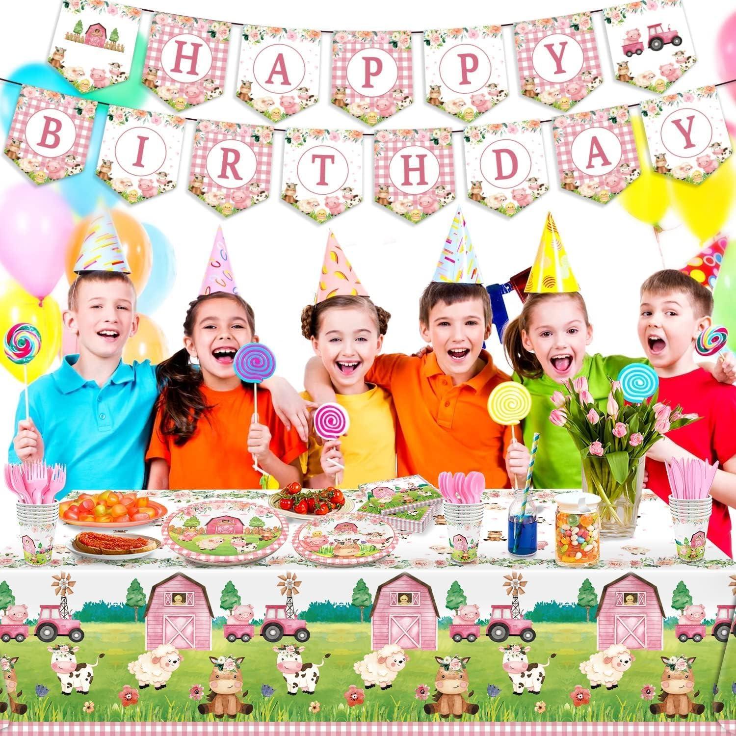 171 Piezas Suministros Fiesta Animales Granja Rosa Oigco