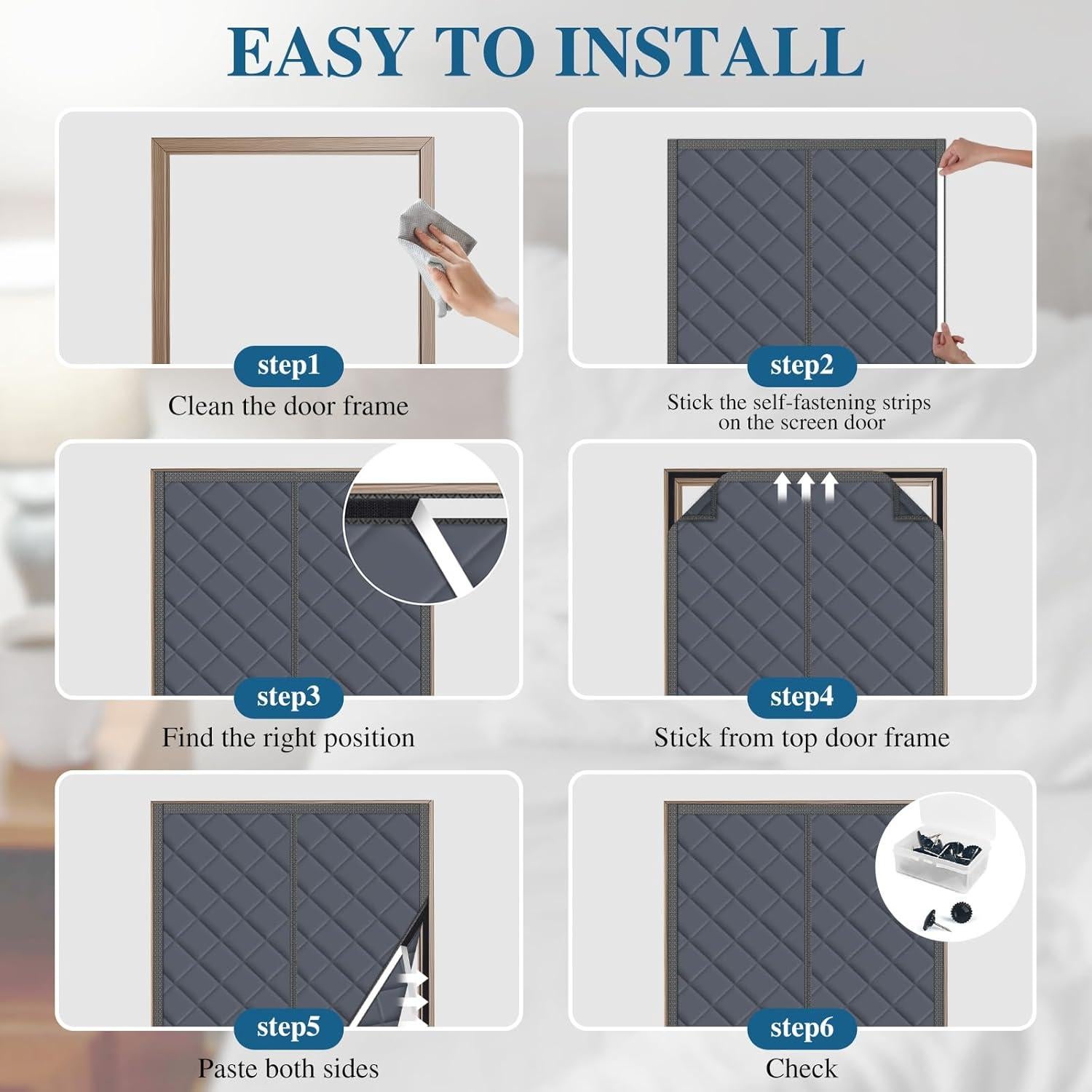 Cortina Térmica Magnética SereneCloud 81x203 cm Gris