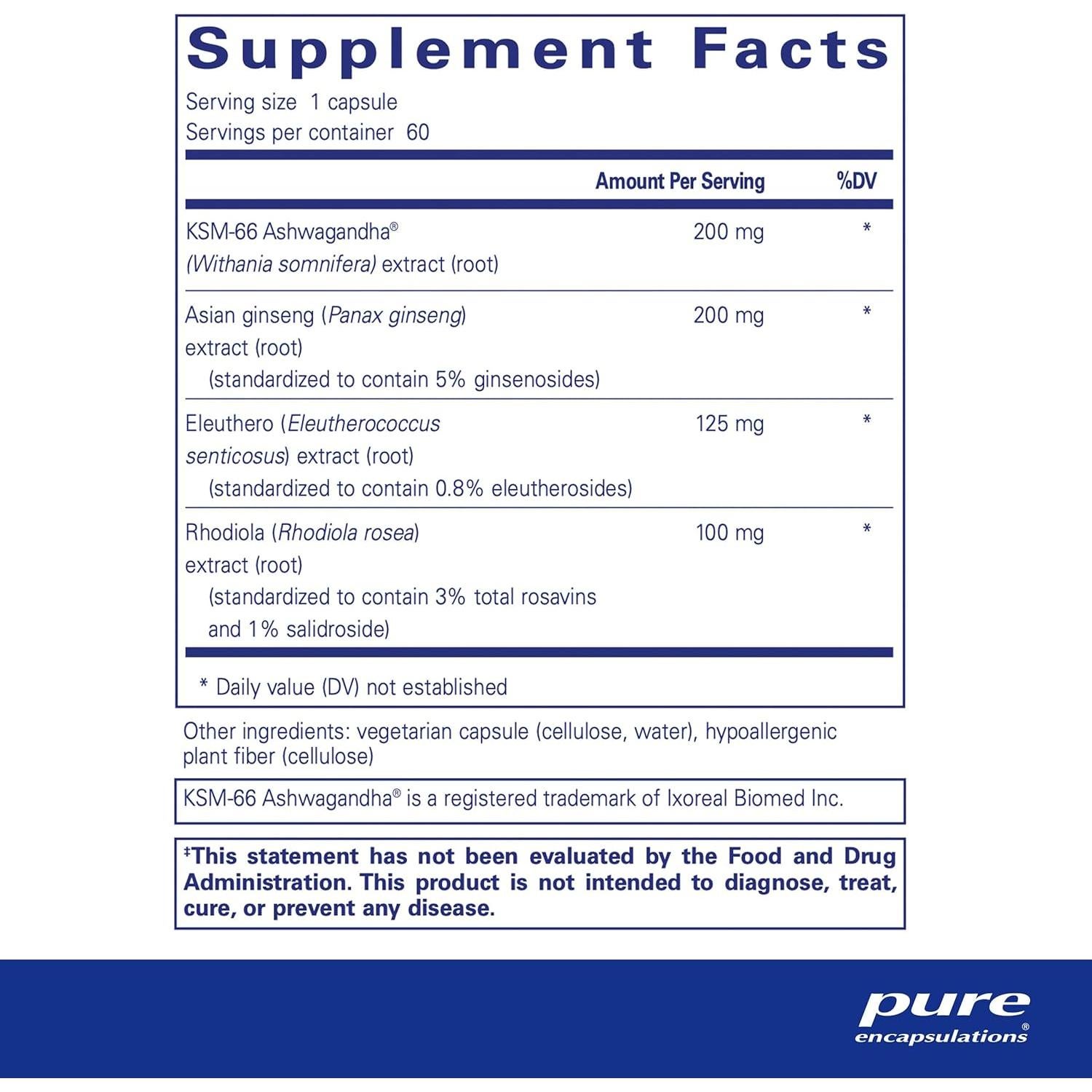 Suplemento Energía Xtra Pure Encapsulations | 60 Cápsulas