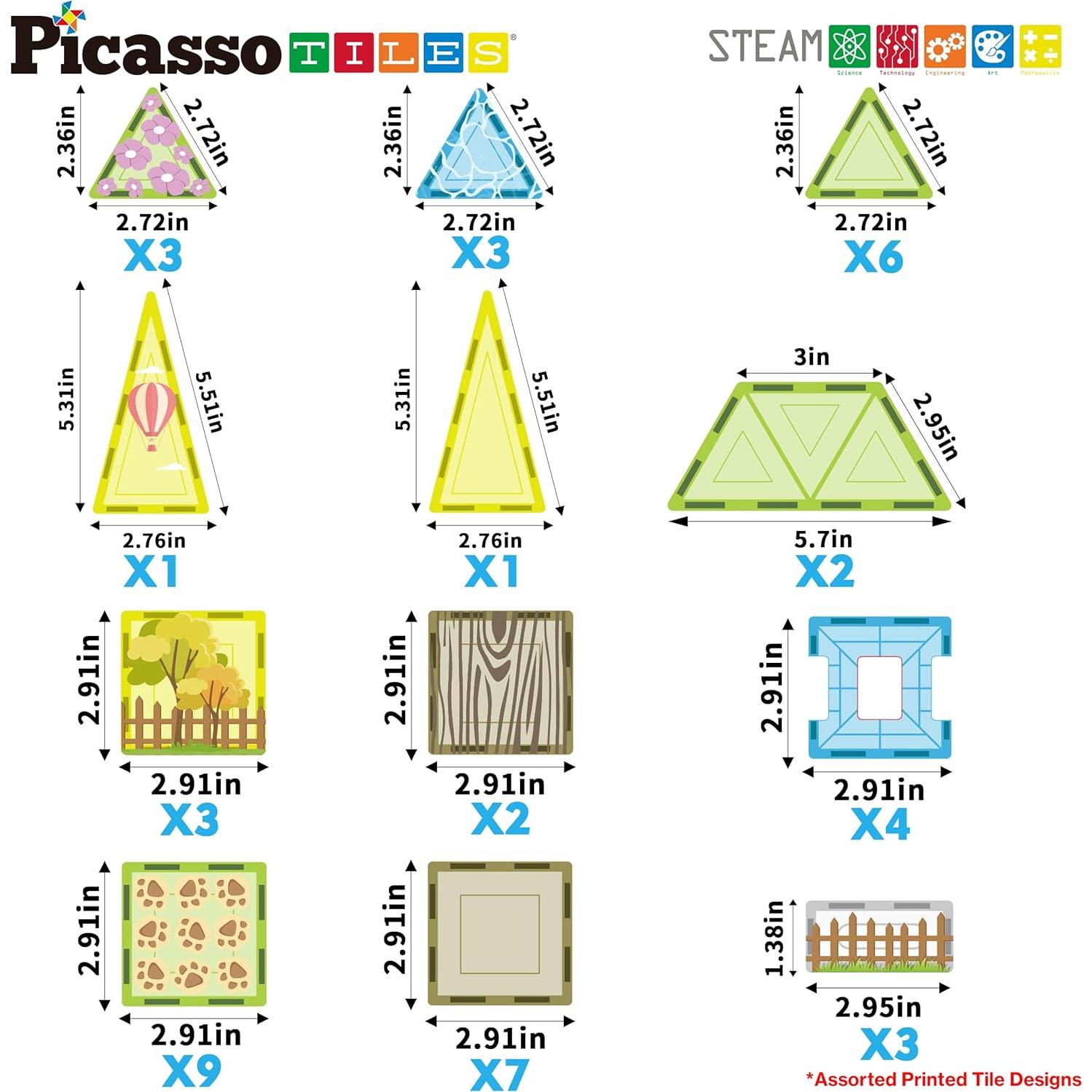 PicassoTiles Juego Magnético de Animales de Granja 44 Piezas
