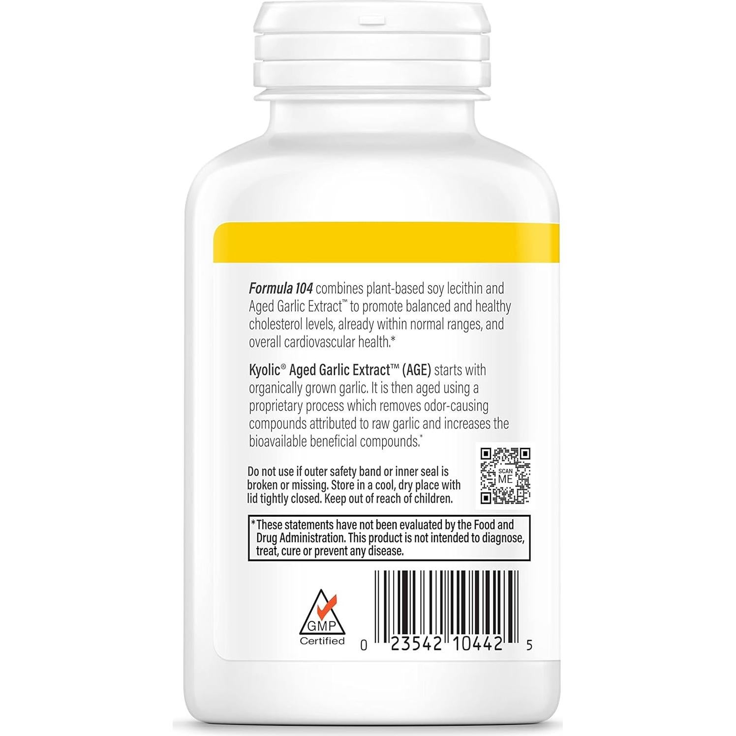 Extracto de Ajo Aged Kyolic 104 - 200 Cápsulas Salud Colesterol