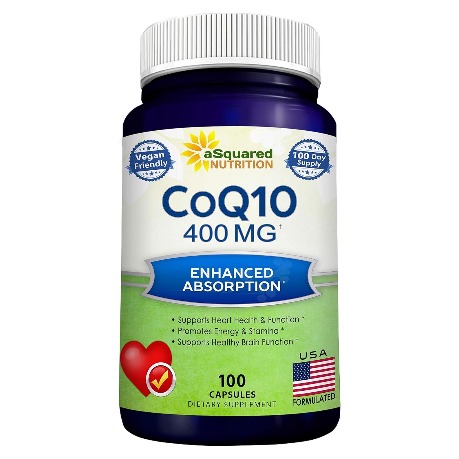 Suplemento CoQ10 aSquared Nutrition 400mg 100 Cápsulas Veganas