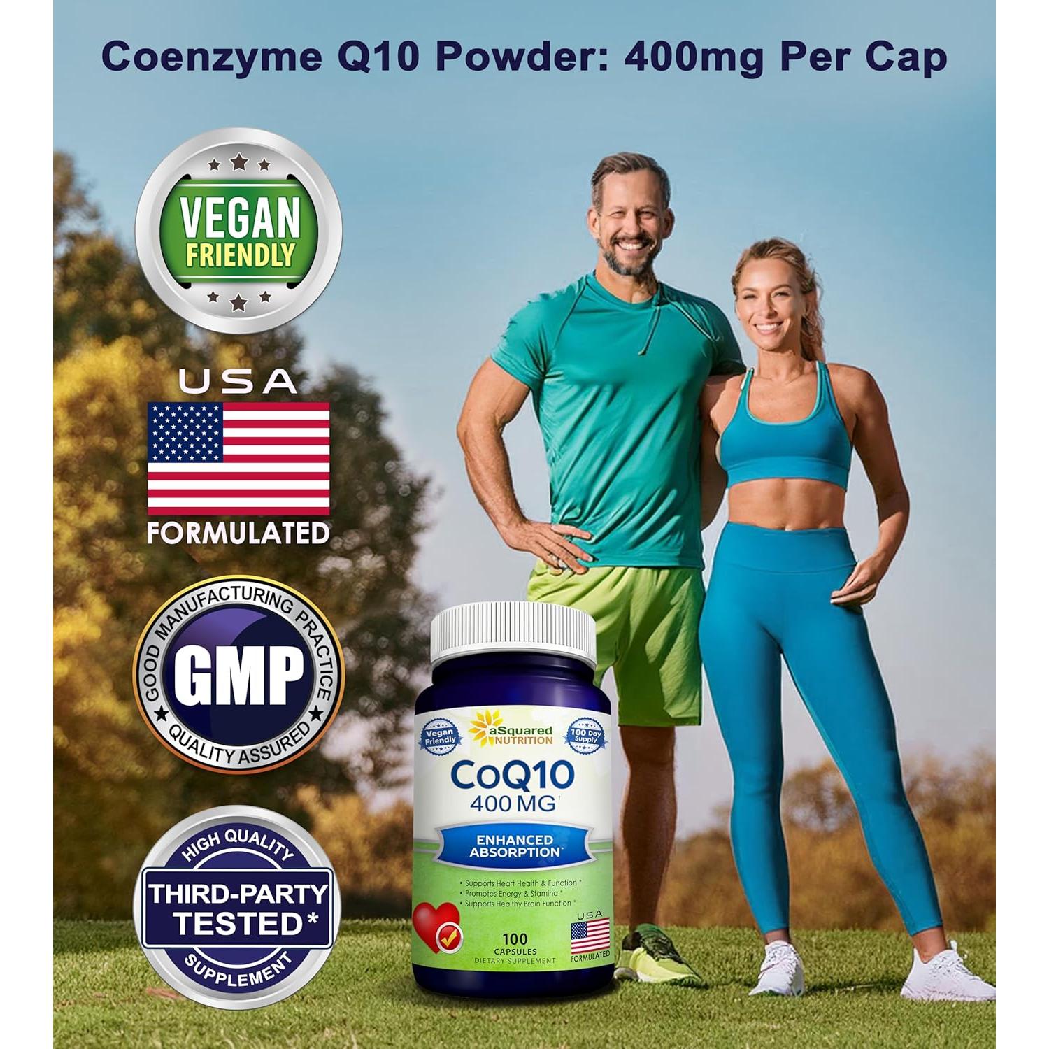 Suplemento CoQ10 aSquared Nutrition 400mg 100 Cápsulas Veganas