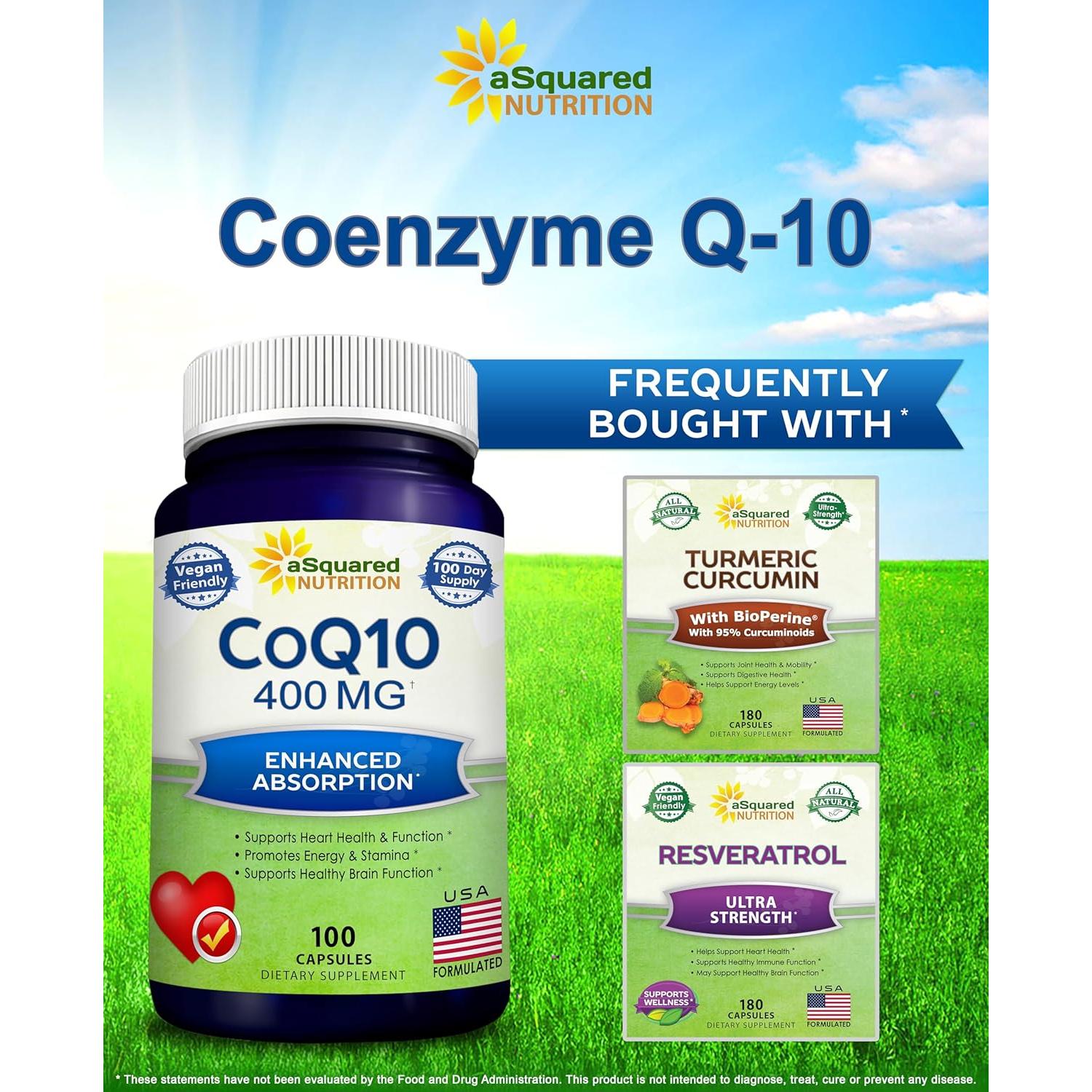 Suplemento CoQ10 aSquared Nutrition 400mg 100 Cápsulas Veganas