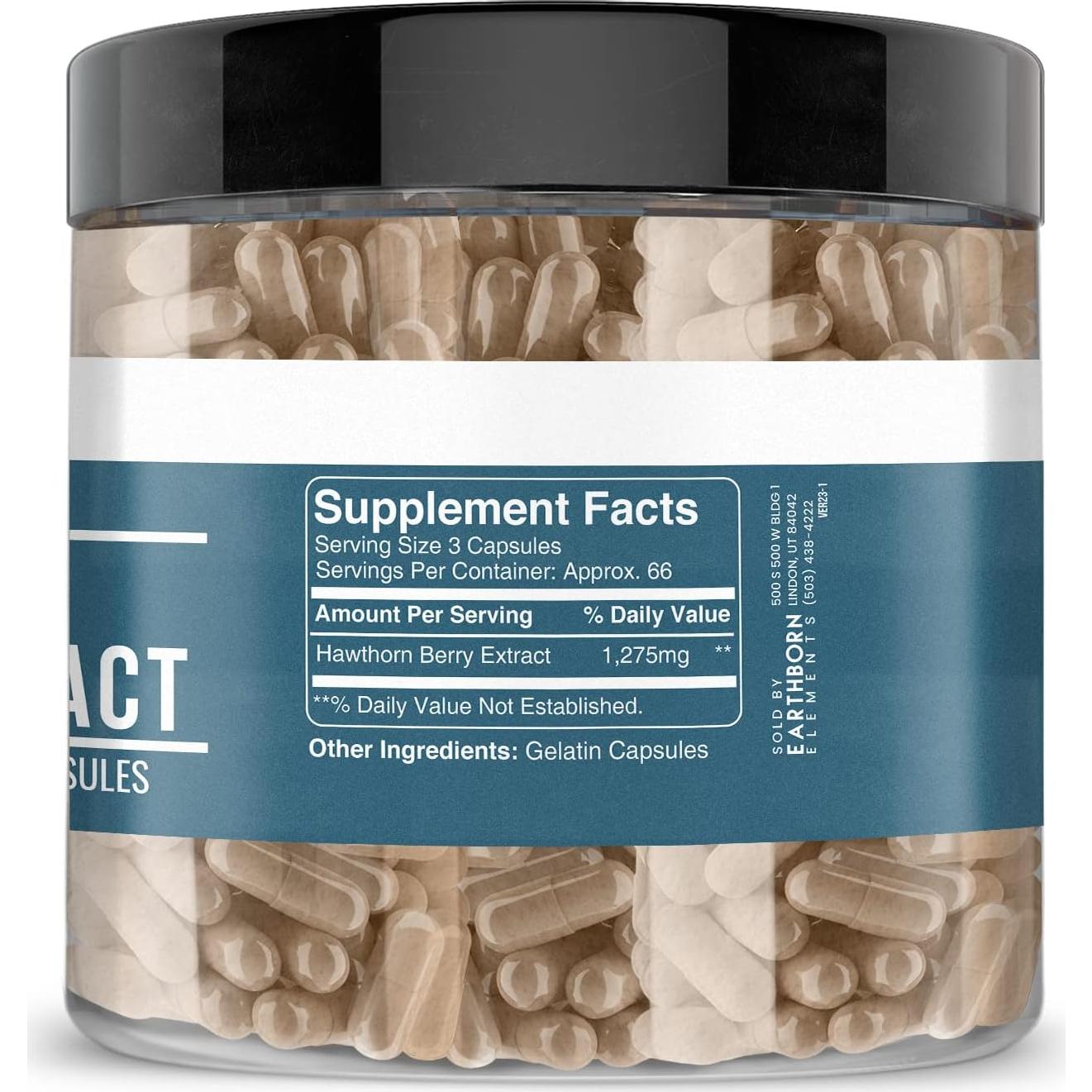 Extracto de Baya de Espino Earthborn Elements 200 Cápsulas Puras