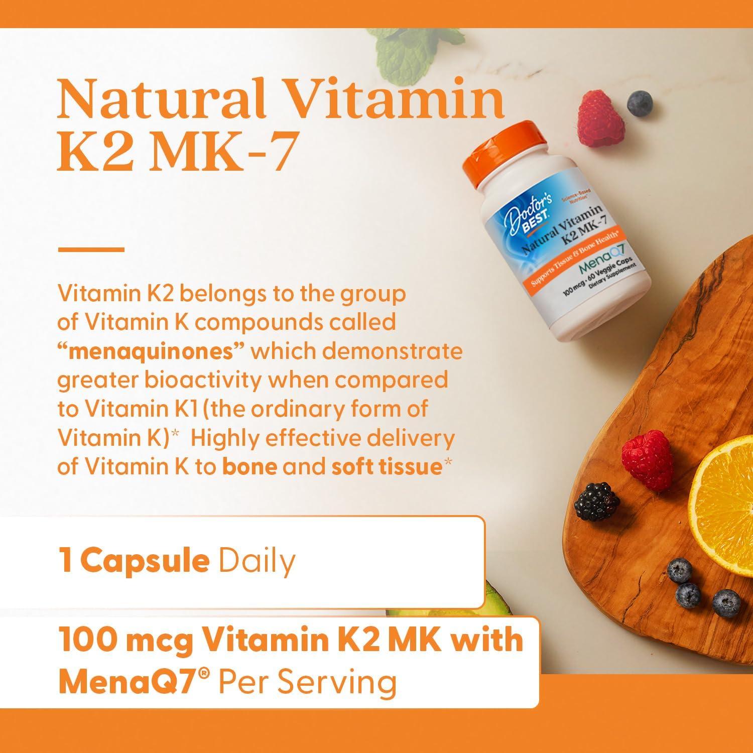 Vitamina K2 Mk-7 Doctor's Best 100 mcg 60 Cápsulas Vegetales