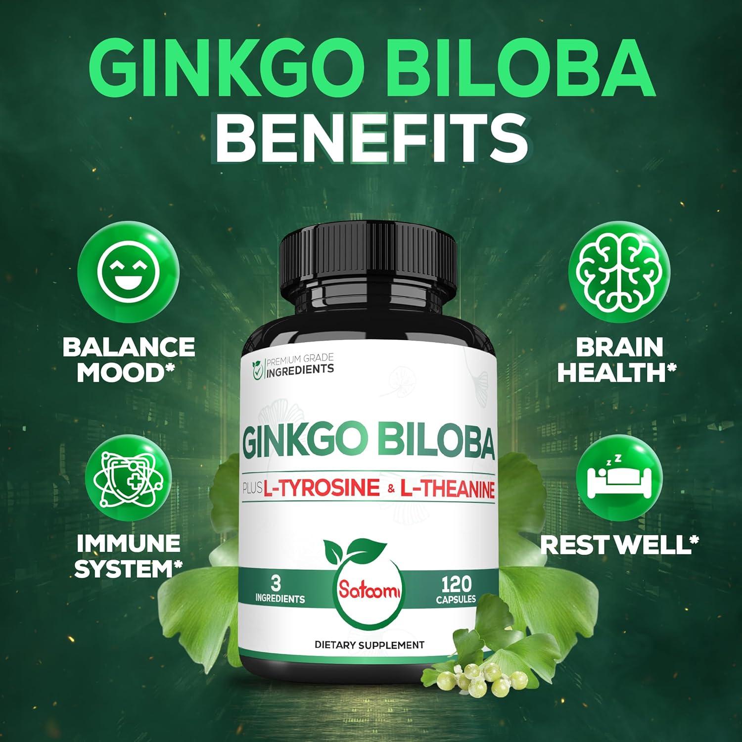 Suplemento Ginkgo Biloba 1000mg Satoomi - 120 Cápsulas