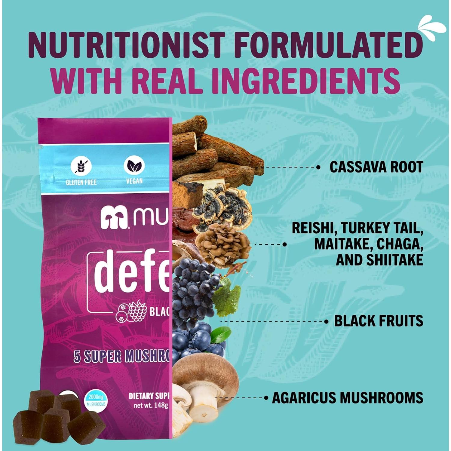 Gominolas Orgánicas Mushie 2000mg 5 Super Hongos Veganas