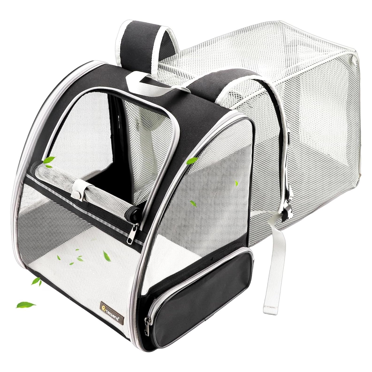 Mochila Expandible para Gatos Texsens - Negro - 2 Gatos