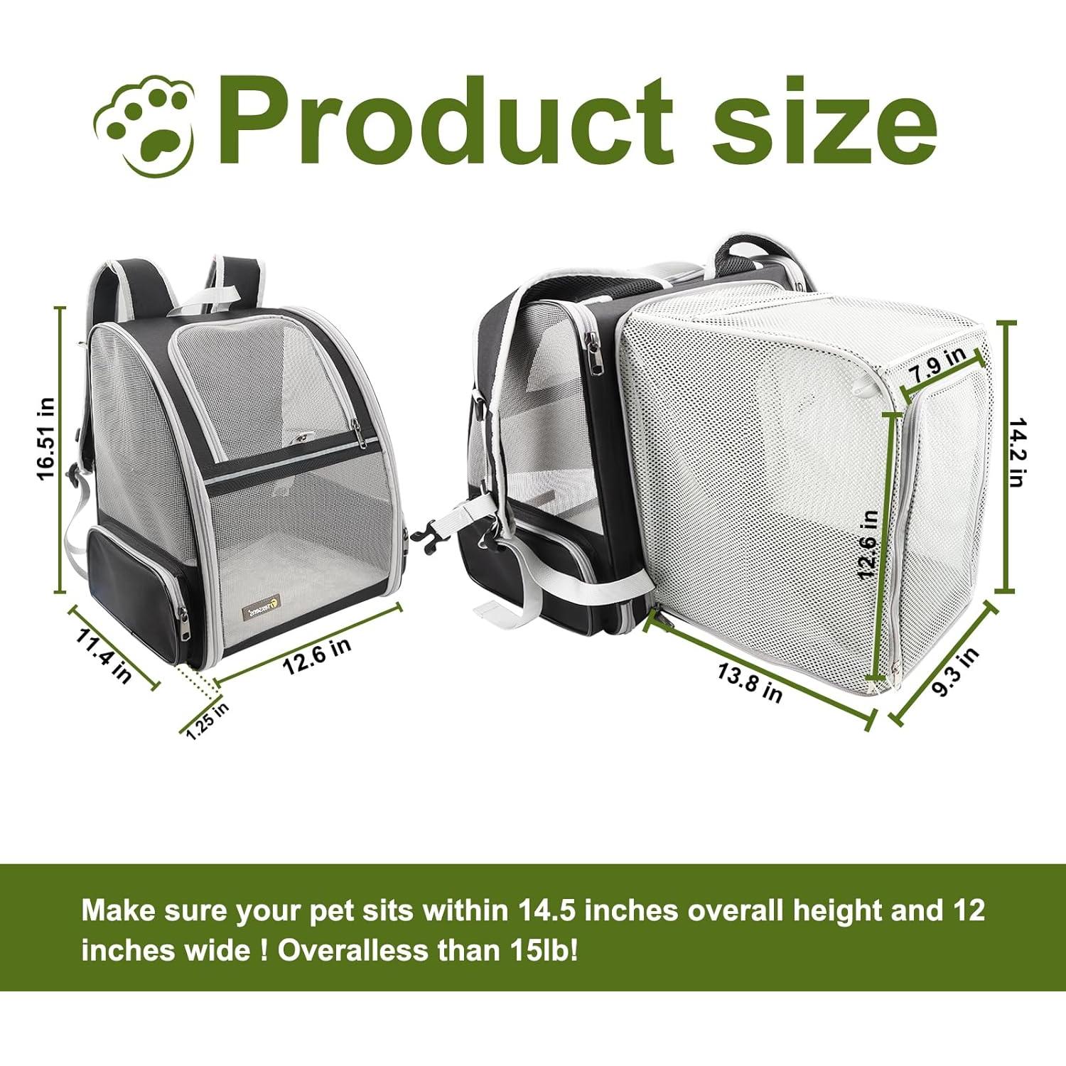 Mochila Expandible para Gatos Texsens - Negro - 2 Gatos