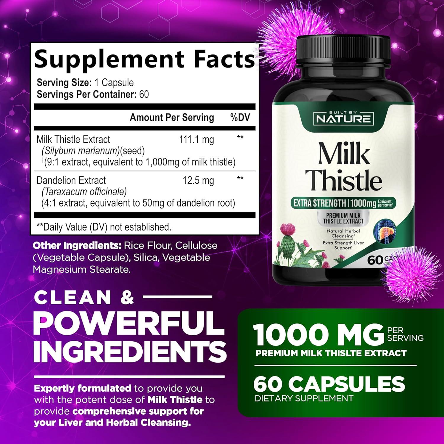 Cardo Mariano 1000mg - Suplemento Detox Hígado - 60 Cápsulas