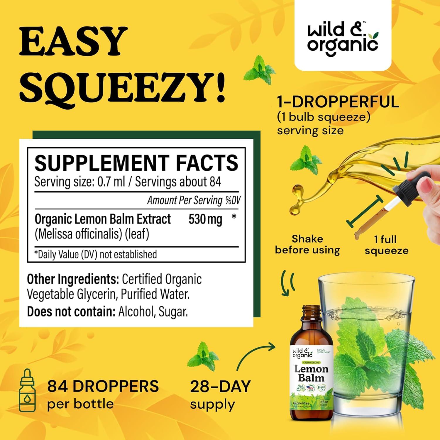 Gotas de Melisa Silvestre Wild & Organic 59 ml - Suplemento Vegano