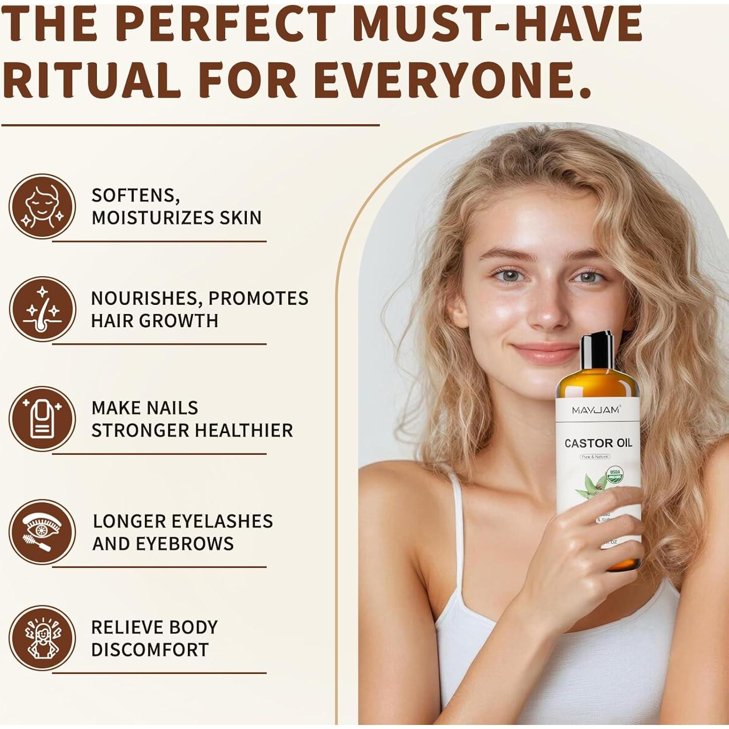 Aceite de Ricino Orgánico 473 ml MAYJAM Hidratante Piel y Cabello