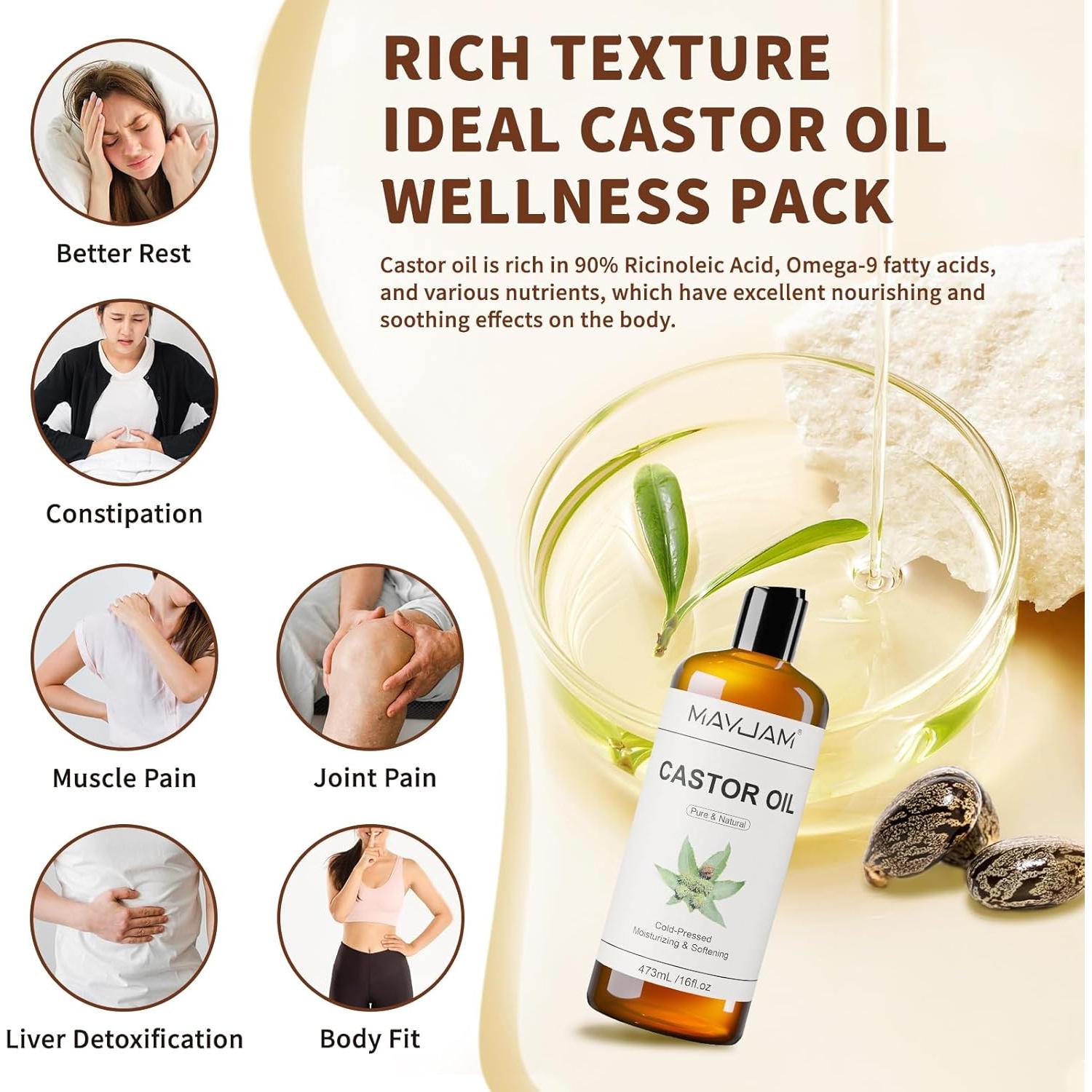 Aceite de Ricino Orgánico 473 ml MAYJAM Hidratante Piel y Cabello