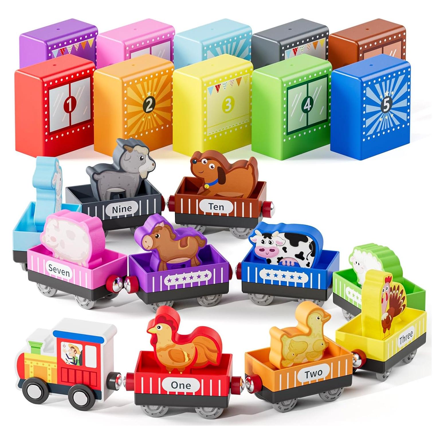 Tren de Madera Montessori QODOFLR 10 Piezas Educativo