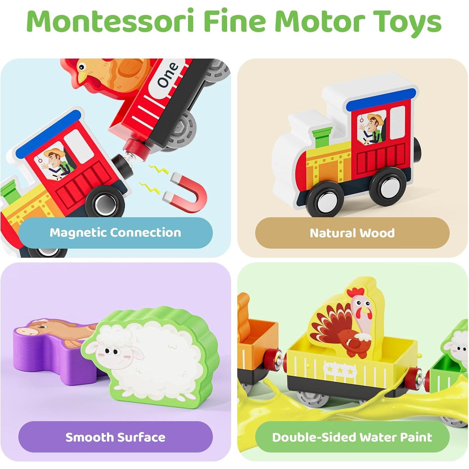 Tren de Madera Montessori QODOFLR 10 Piezas Educativo