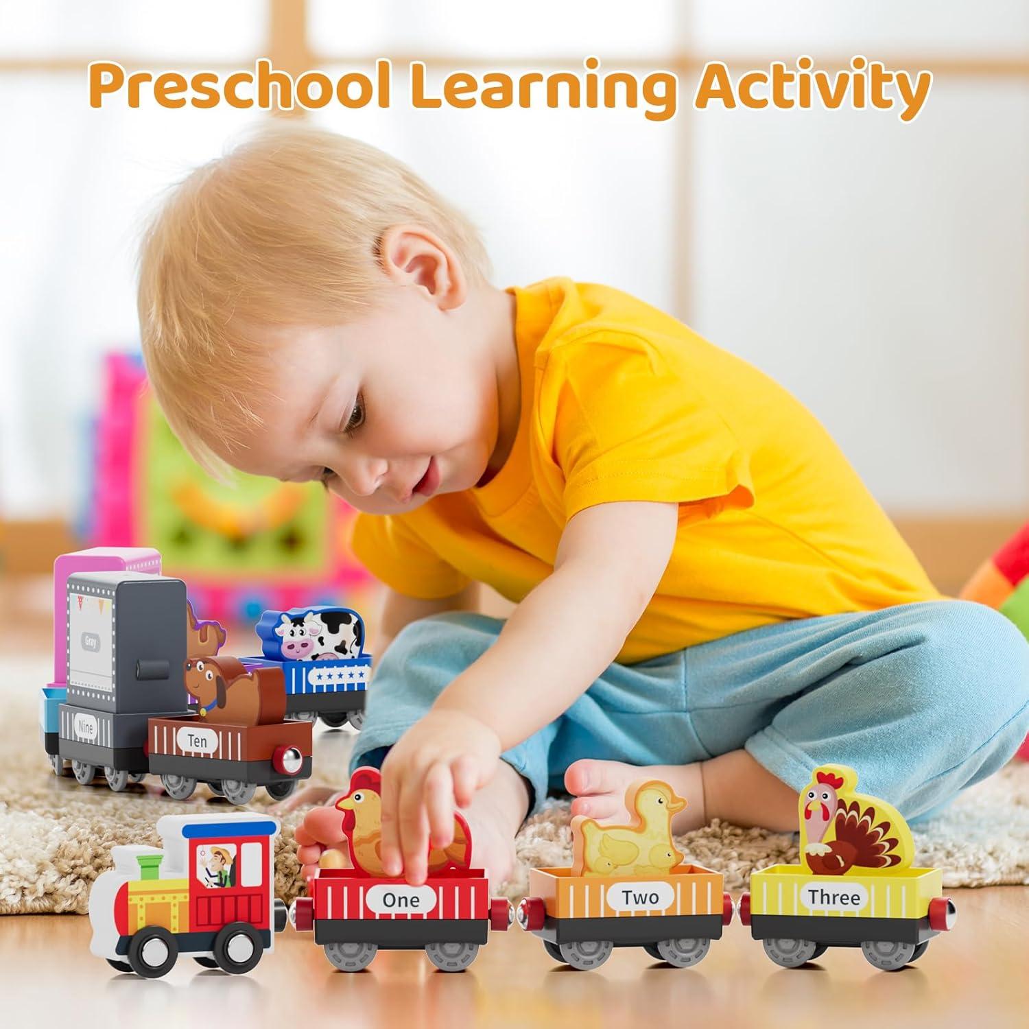 Tren de Madera Montessori QODOFLR 10 Piezas Educativo