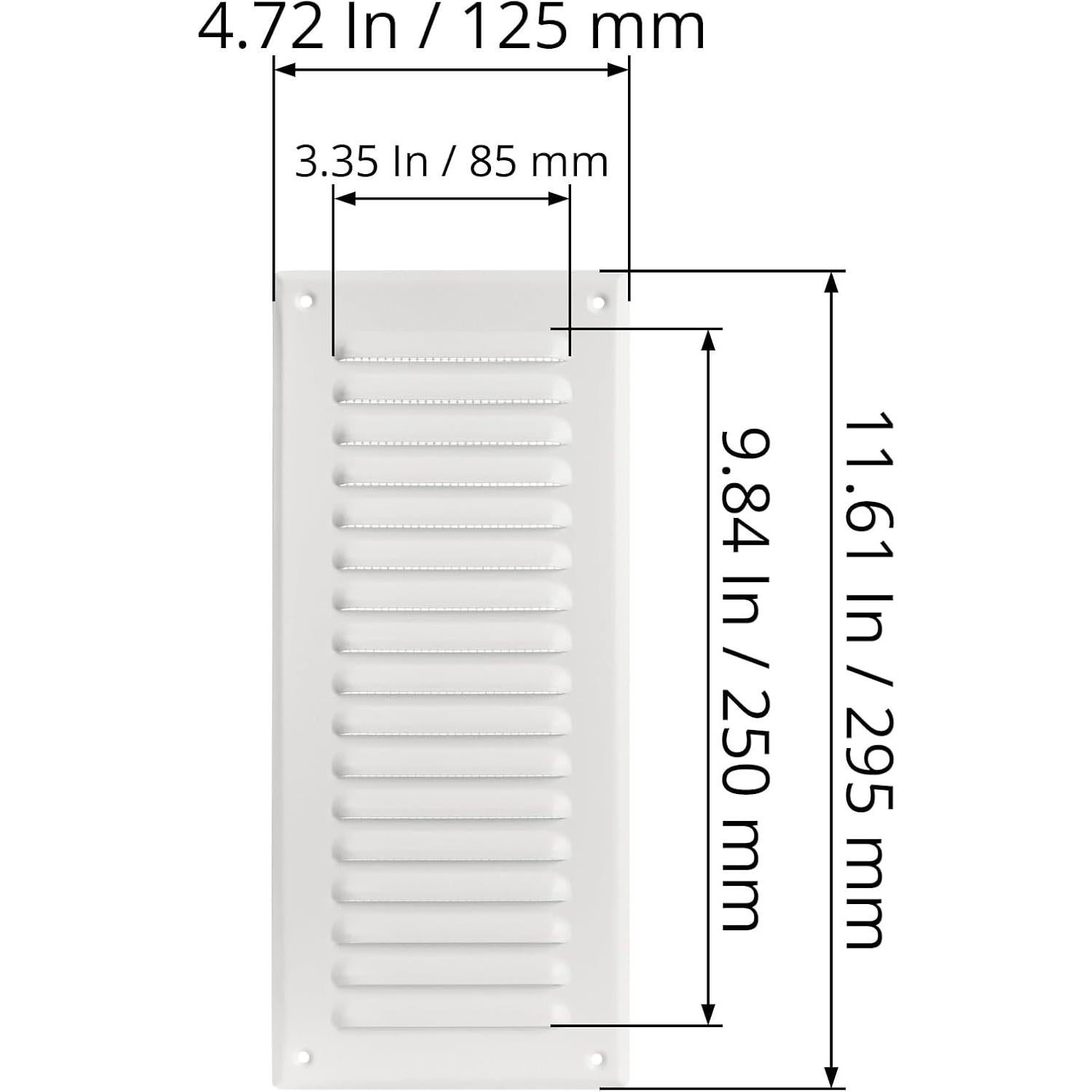 Rejilla de Ventilación Cuadrada Metal Blanco Ecopro 8.5x25.1cm
