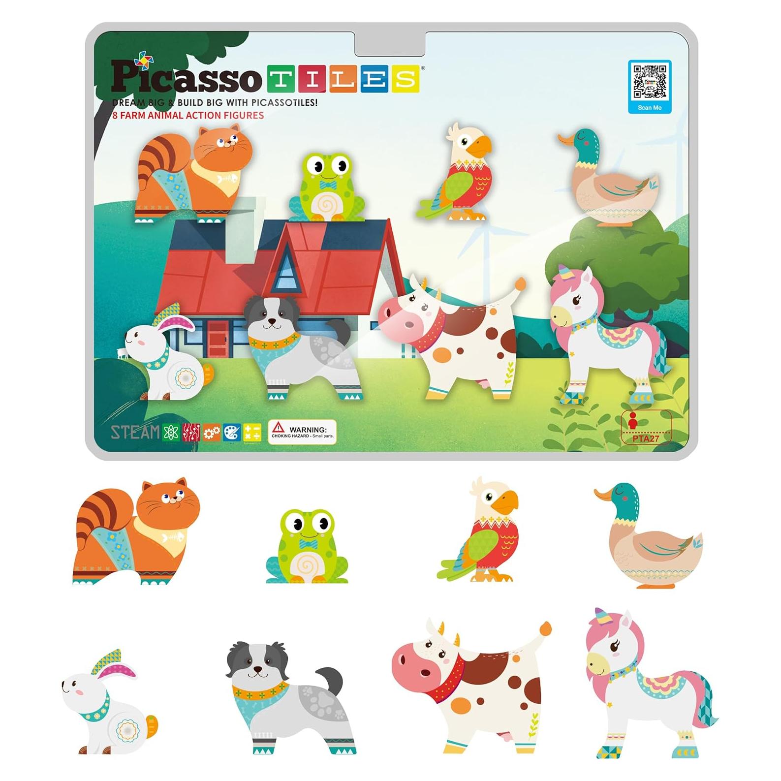 PicassoTiles Bloques Magnéticos Animales Granja 8 Piezas