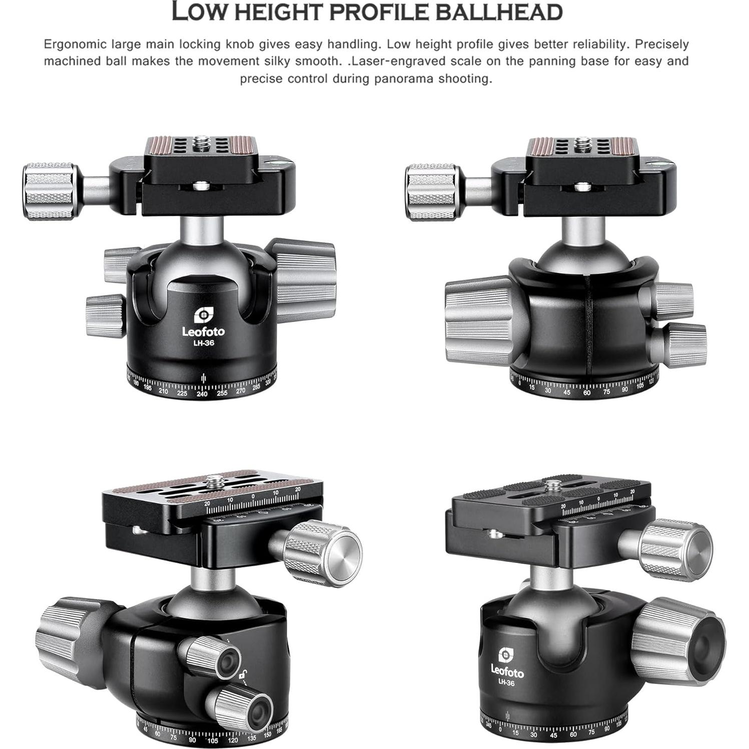 Cabezal de trípode Leofoto LH-36, 84mm, carga 18kg, QR
