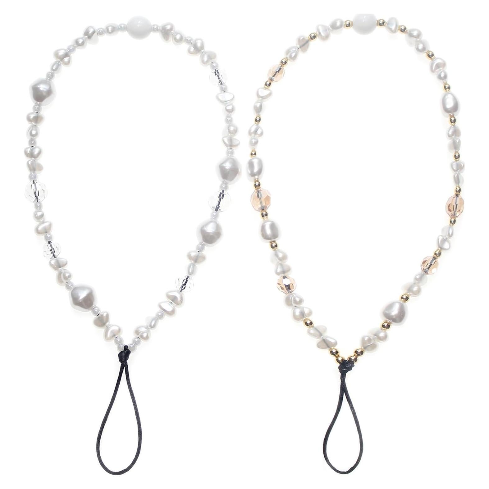 Correa de Muñeca con Perlas y Cristales para Teléfono