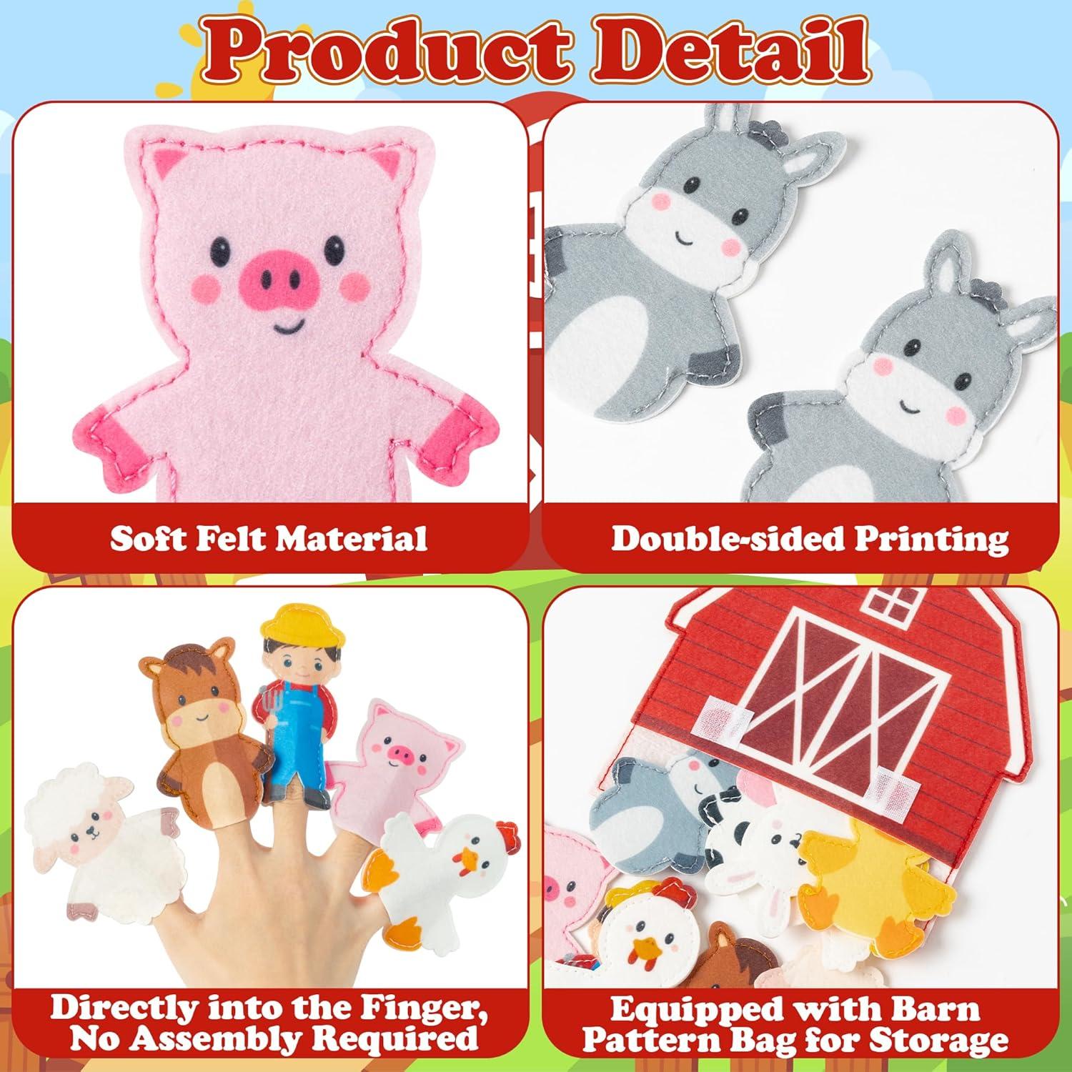 Títeres de Dedo COcnny - 11 Animales de Granja para Niños