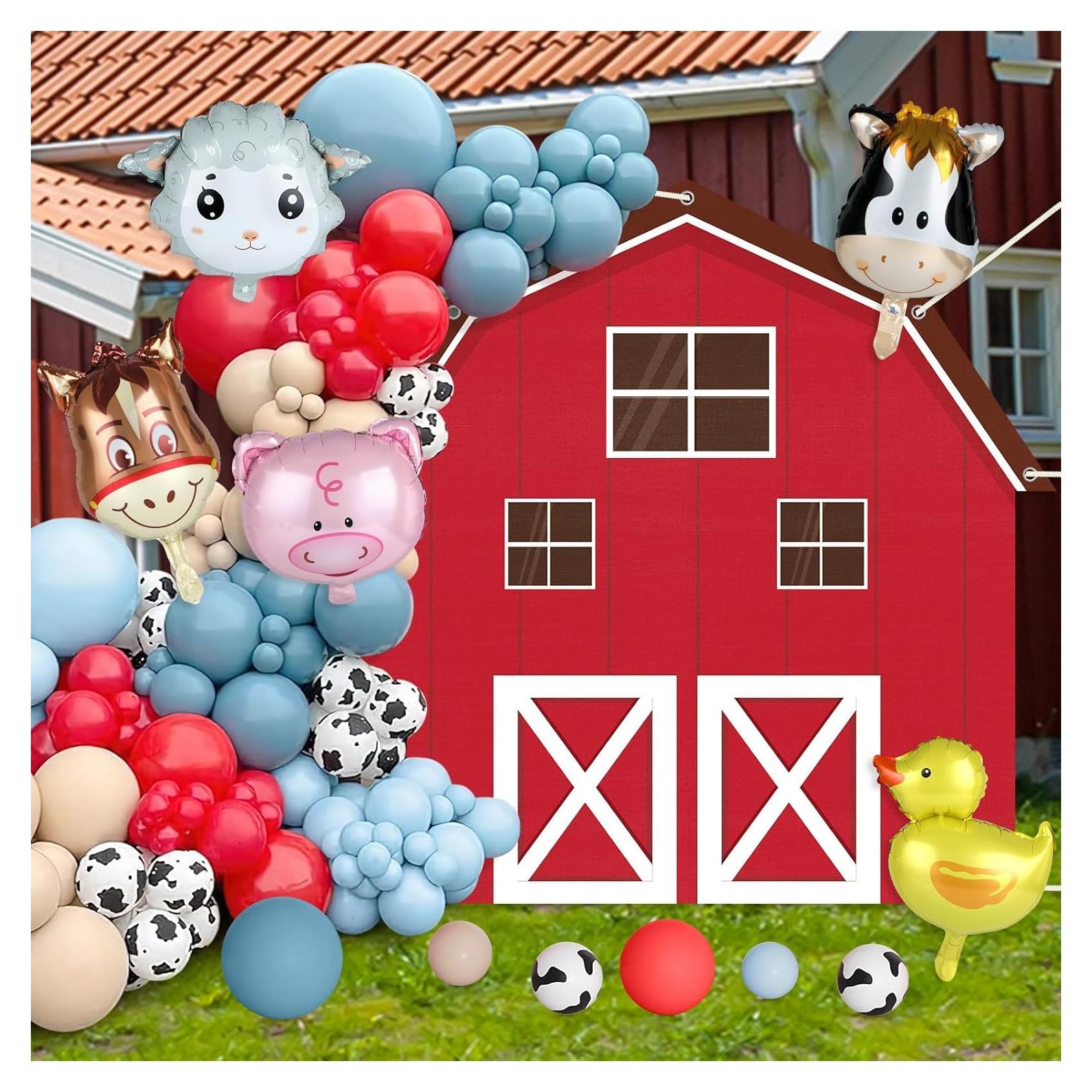 Kit de Decoración Fiesta Granja Ojustbeok 60 Globos y Fondo