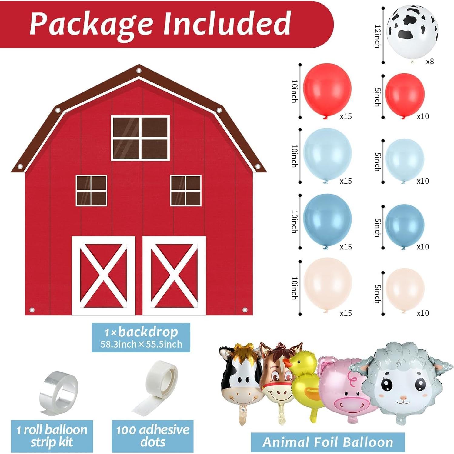 Kit de Decoración Fiesta Granja Ojustbeok 60 Globos y Fondo