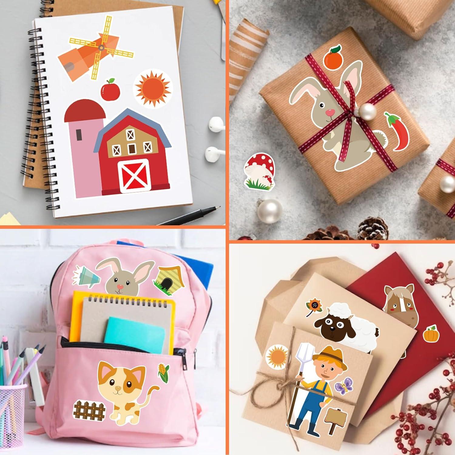 24 Hojas de Pegatinas de Animales de Granja DUJAA