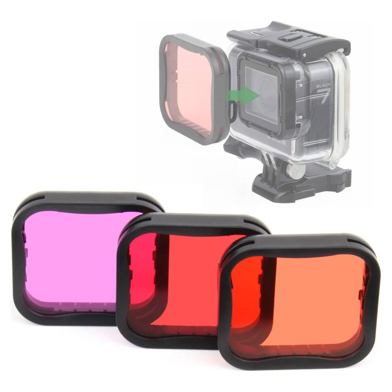 Paquete de 3 Filtros de Buceo GEPULY para GoPro Hero 5 6 7