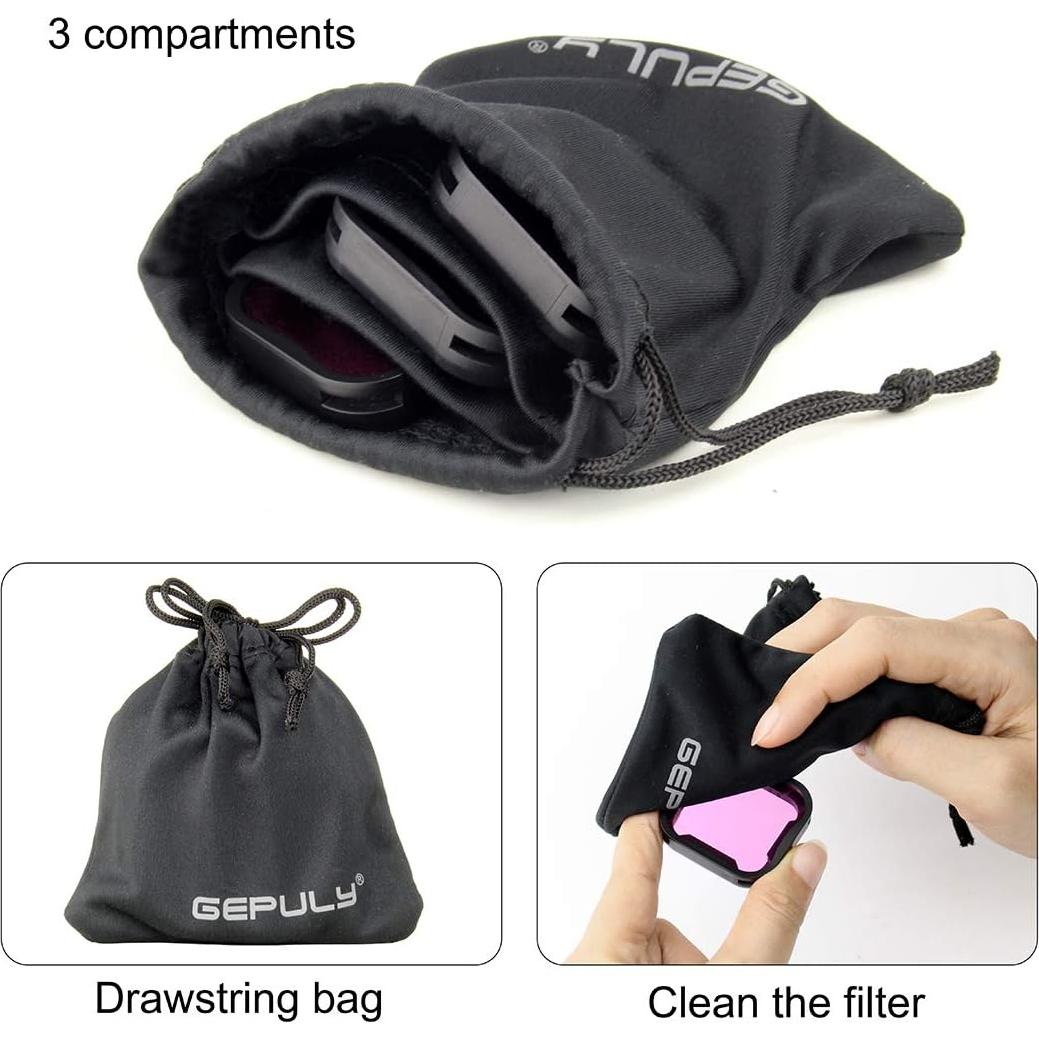 Paquete de 3 Filtros de Buceo GEPULY para GoPro Hero 5 6 7