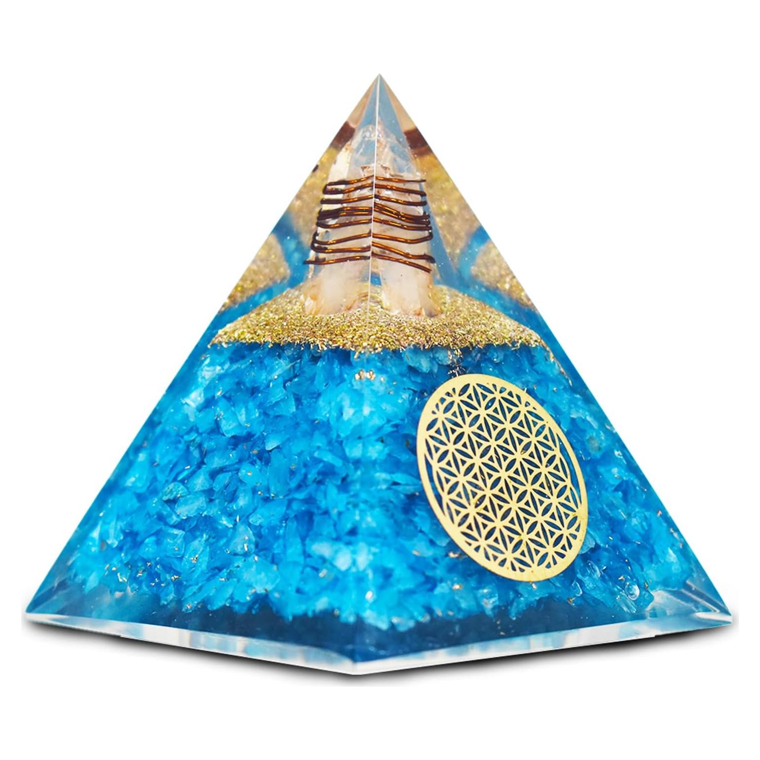 Pirámide de Orgonita Acuamarina Real Crystal - 10.6 cm