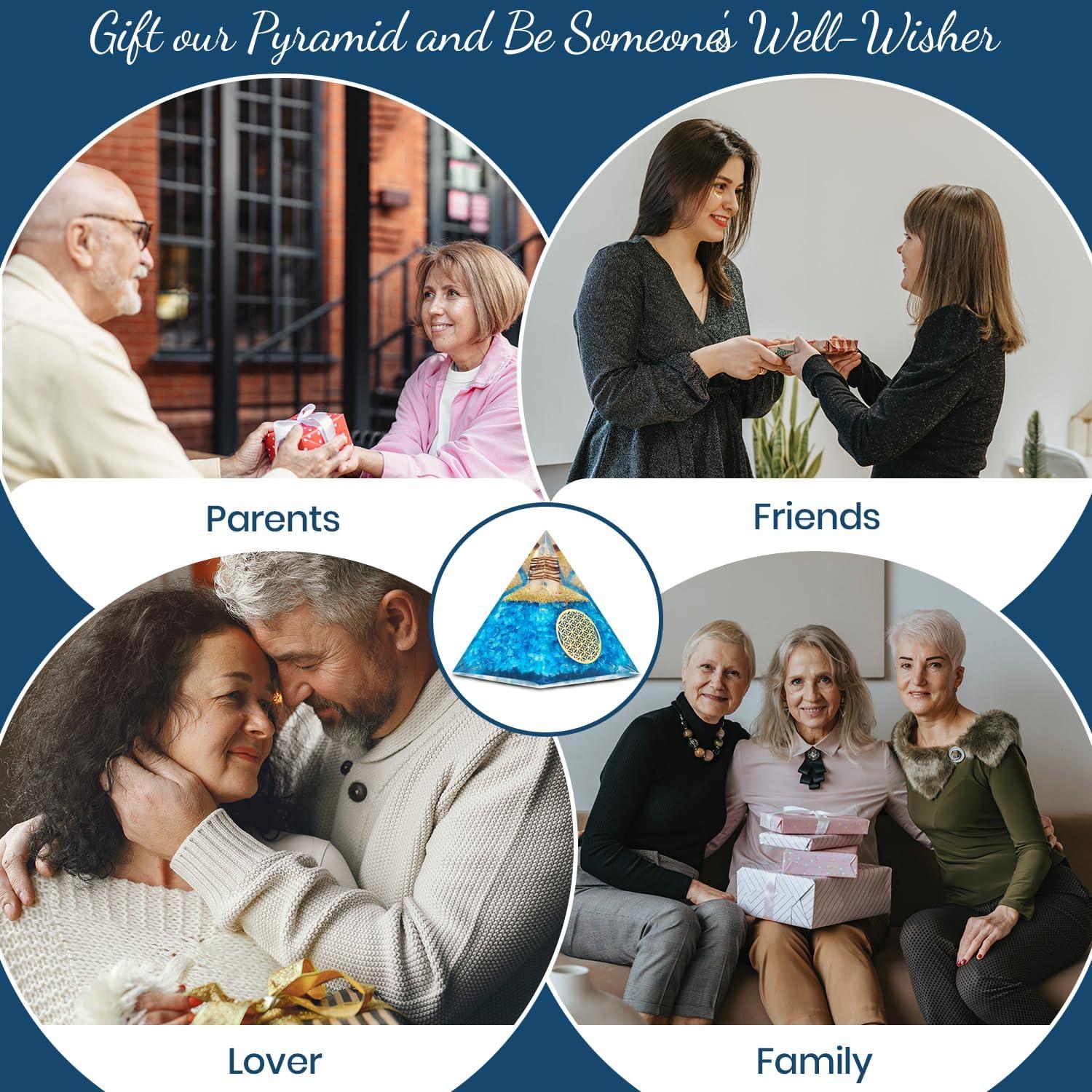 Pirámide de Orgonita Acuamarina Real Crystal - 10.6 cm