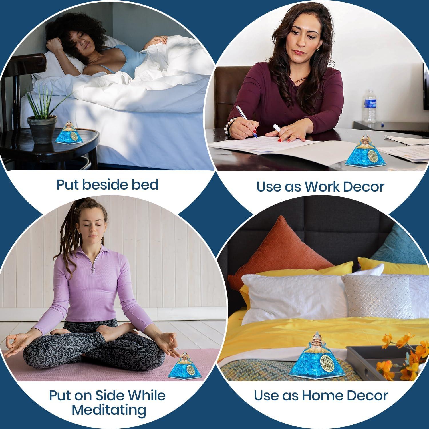 Pirámide de Orgonita Acuamarina Real Crystal - 10.6 cm