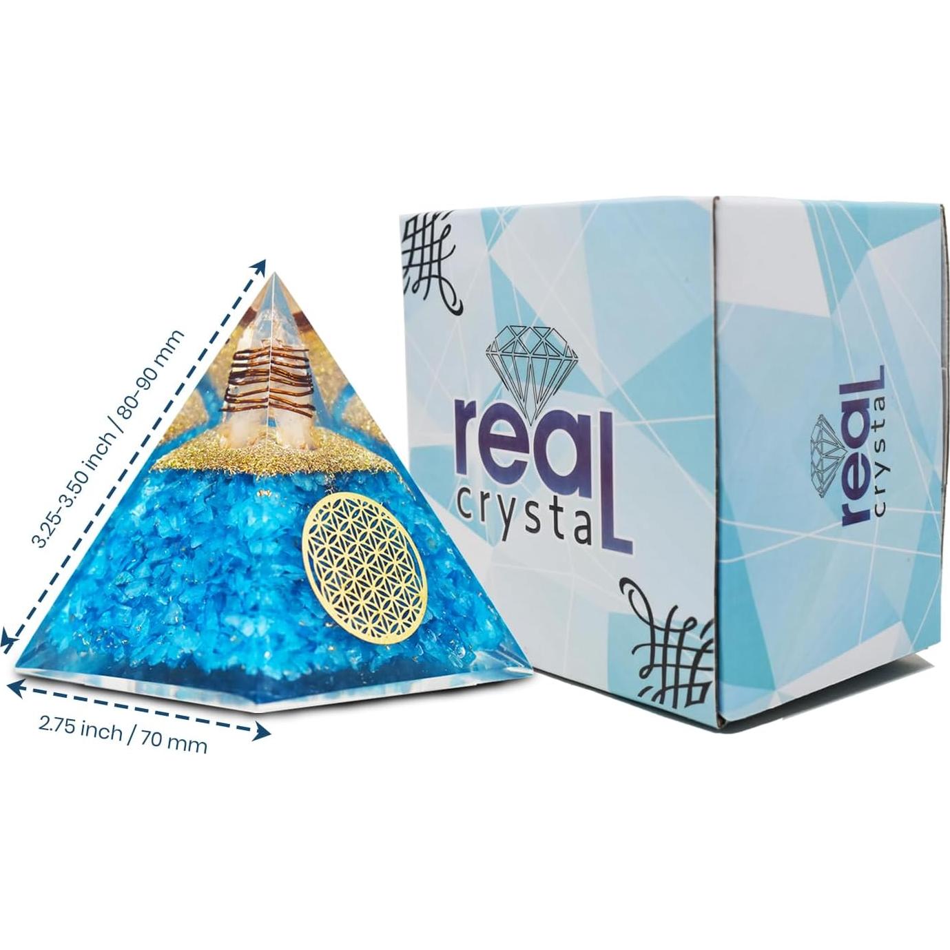 Pirámide de Orgonita Acuamarina Real Crystal - 10.6 cm