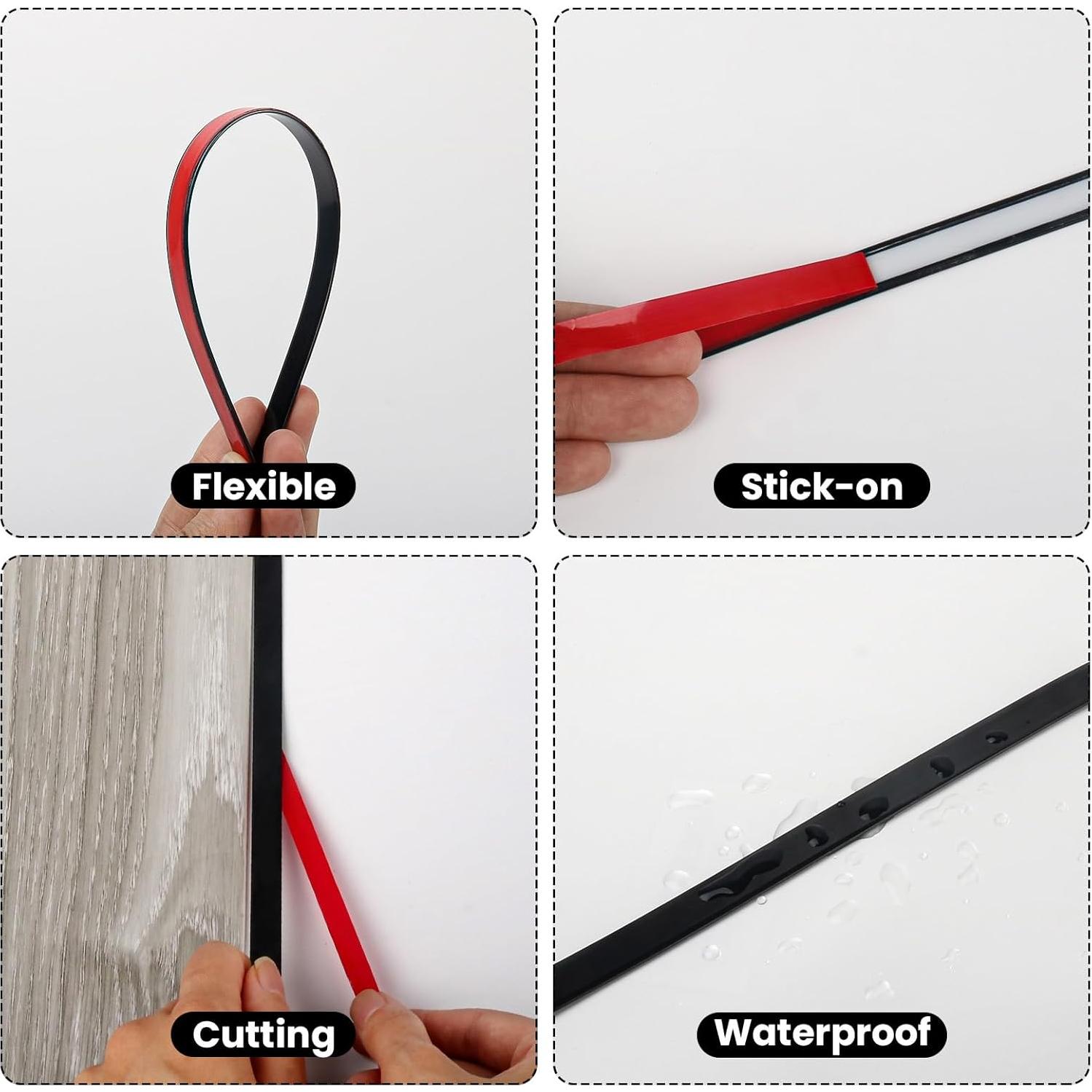 Moldura Flexible Autoadhesiva Yskzyz 2.99m Negra para Paredes