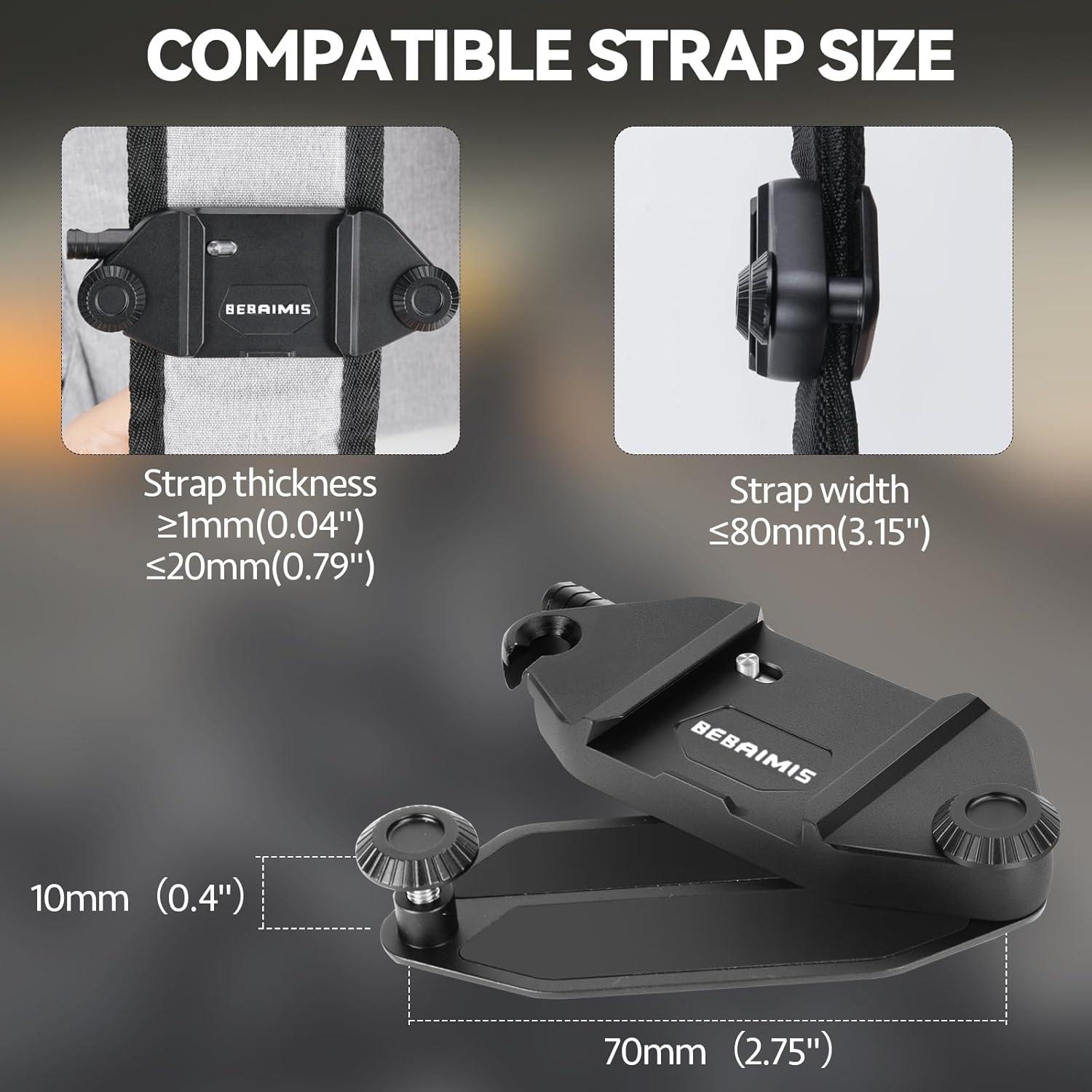 Clip de cámara para mochila Bebaimis B1, liberación rápida, negro