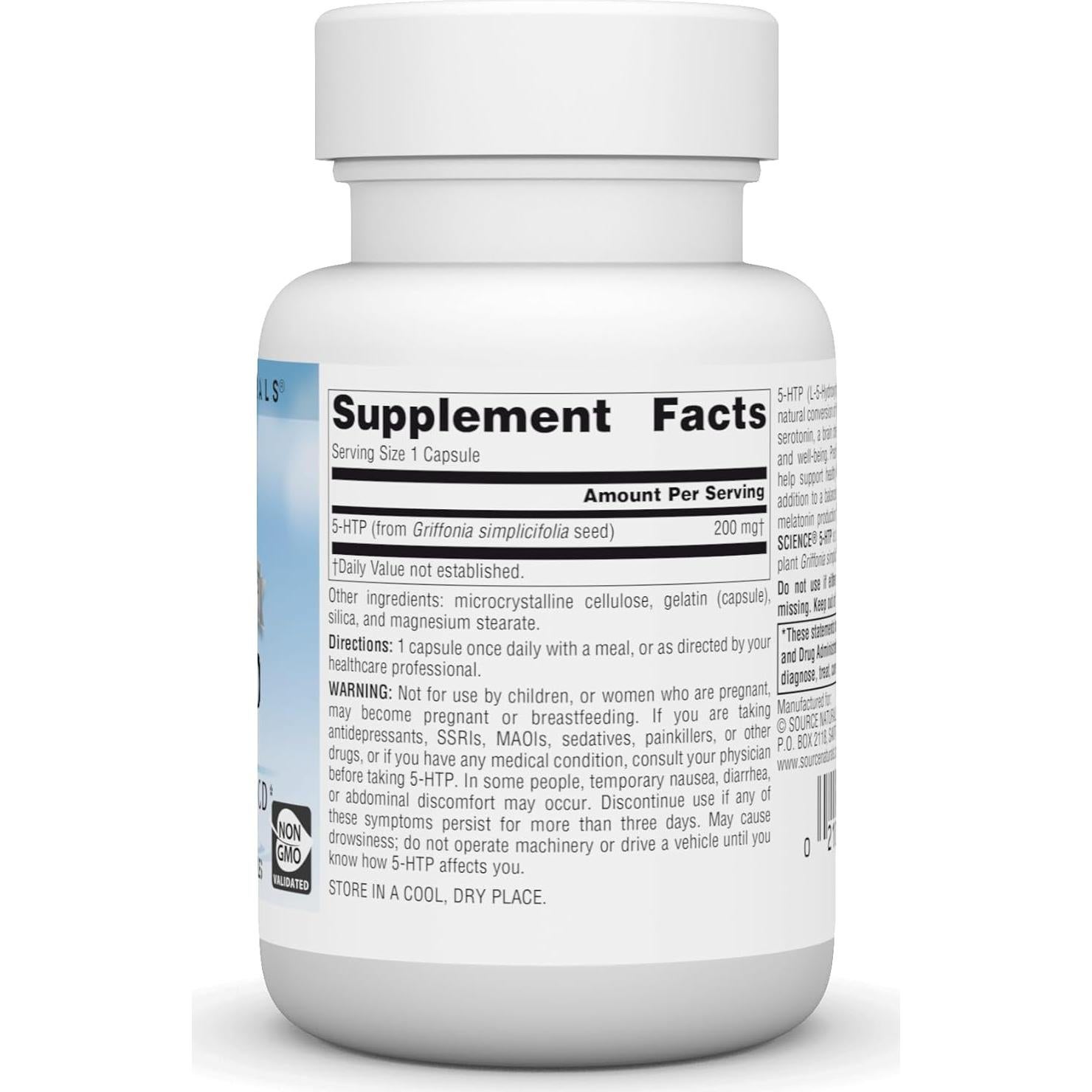 Suplemento Dietético Source Naturals 5-HTP 200 mg - 30 Cápsulas