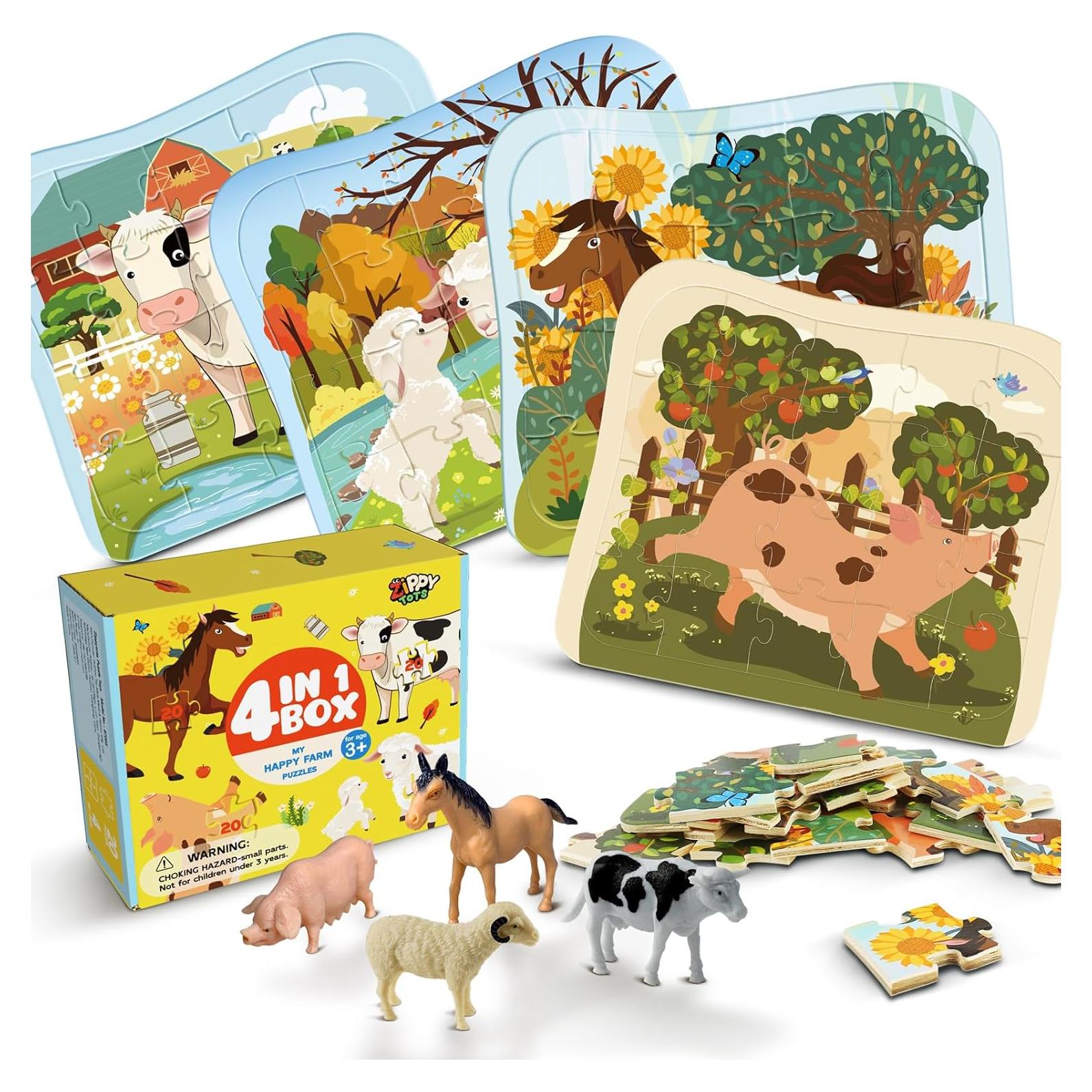 Rompecabezas de Madera Toy-Mate 4 en 1 Animales de Granja