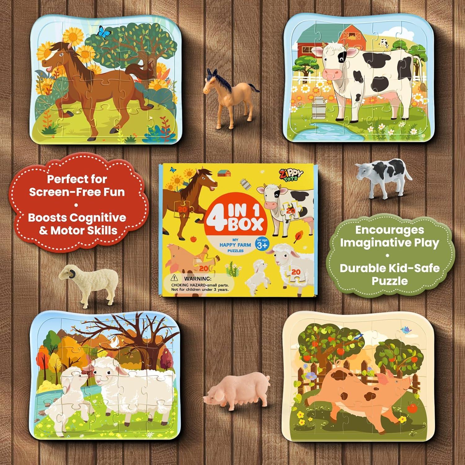 Rompecabezas de Madera Toy-Mate 4 en 1 Animales de Granja