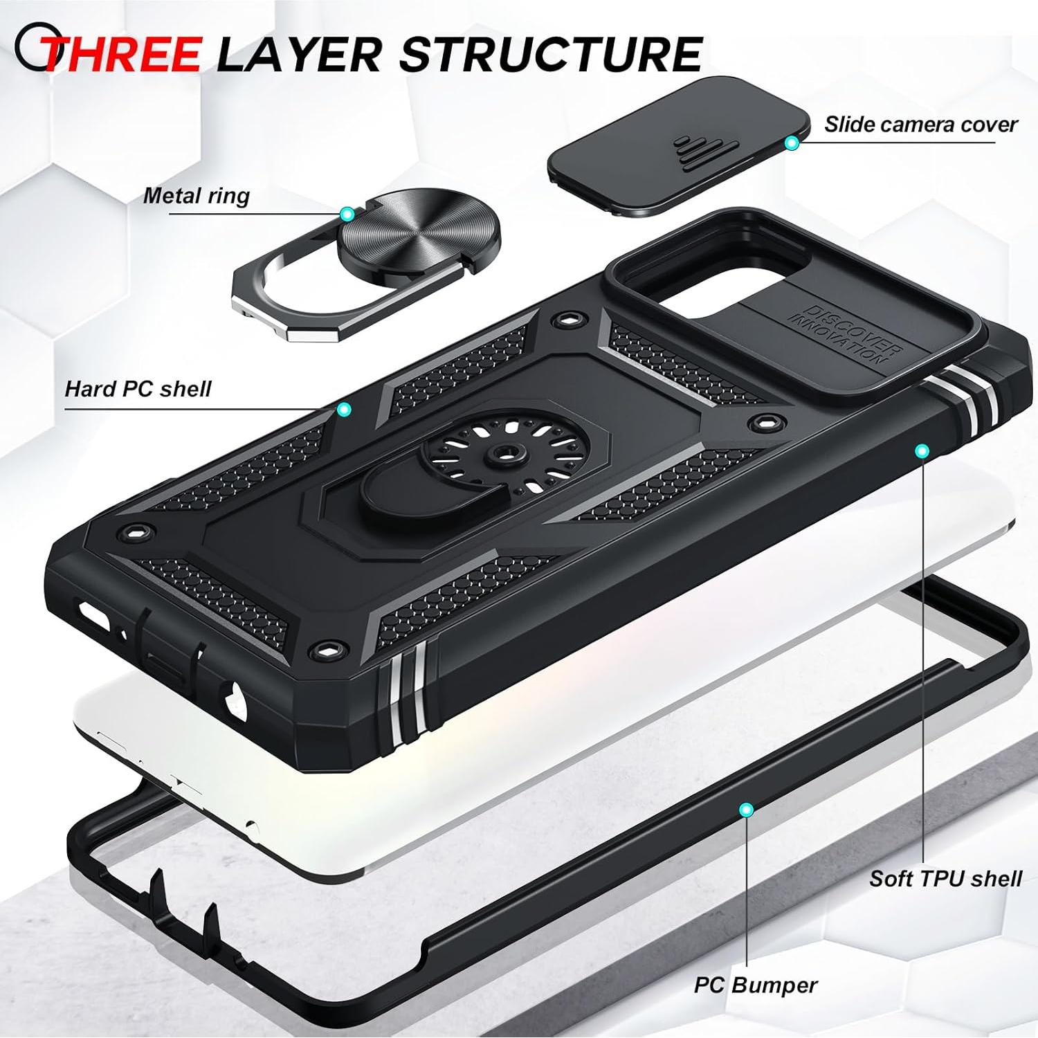 Funda LeYi para Samsung Galaxy A51 Negra con Soporte y 2 Protectores